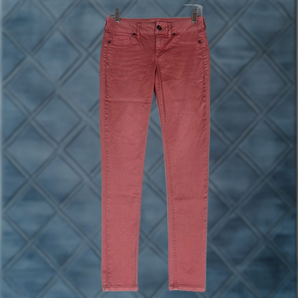 Vintage Maurices Skinny Jeans Womens XS Pink Denim Low Rise Casual Stretch Jeans Size 26" / US 2 / IT 38 - 1 Thumbnail