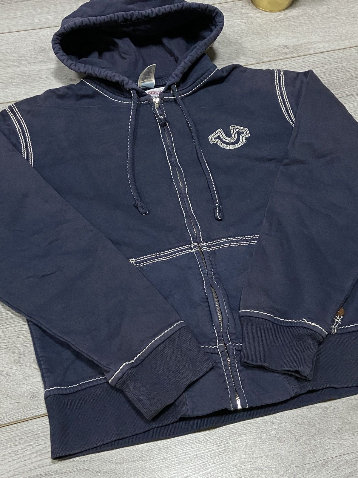 True Religion × Vintage True Religion vintage white stitched hoodie horseshoe Size US L / EU 52-54 / 3 - 4 Thumbnail