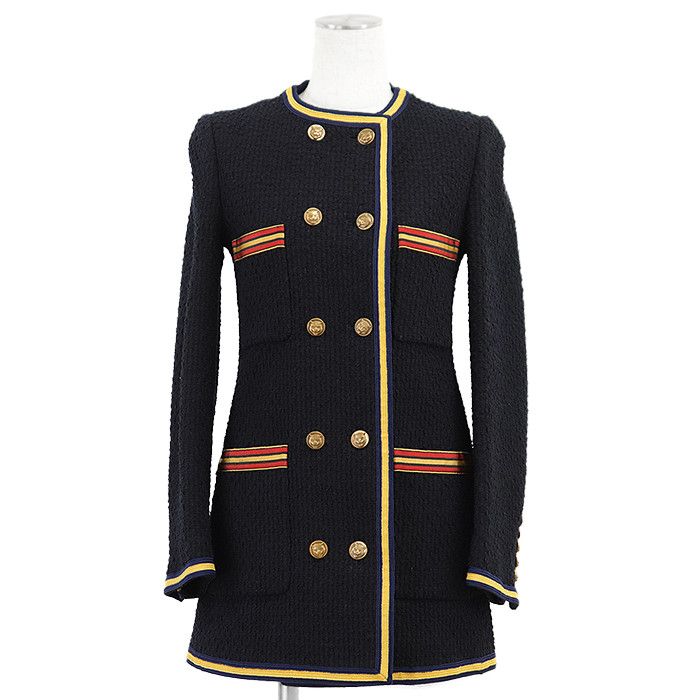 Gucci Gucci Gucci Tweed Double-Breasted Collarless Jacket Textile Outerwear DUTY FREE for USA Size ONE SIZE - 1 Thumbnail