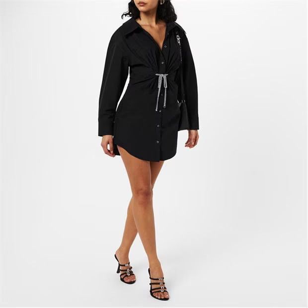 Alexander Wang o1g2r1mq0824 Twist Front Dress in Black Size S / US 4 / IT 40 - 3 Thumbnail