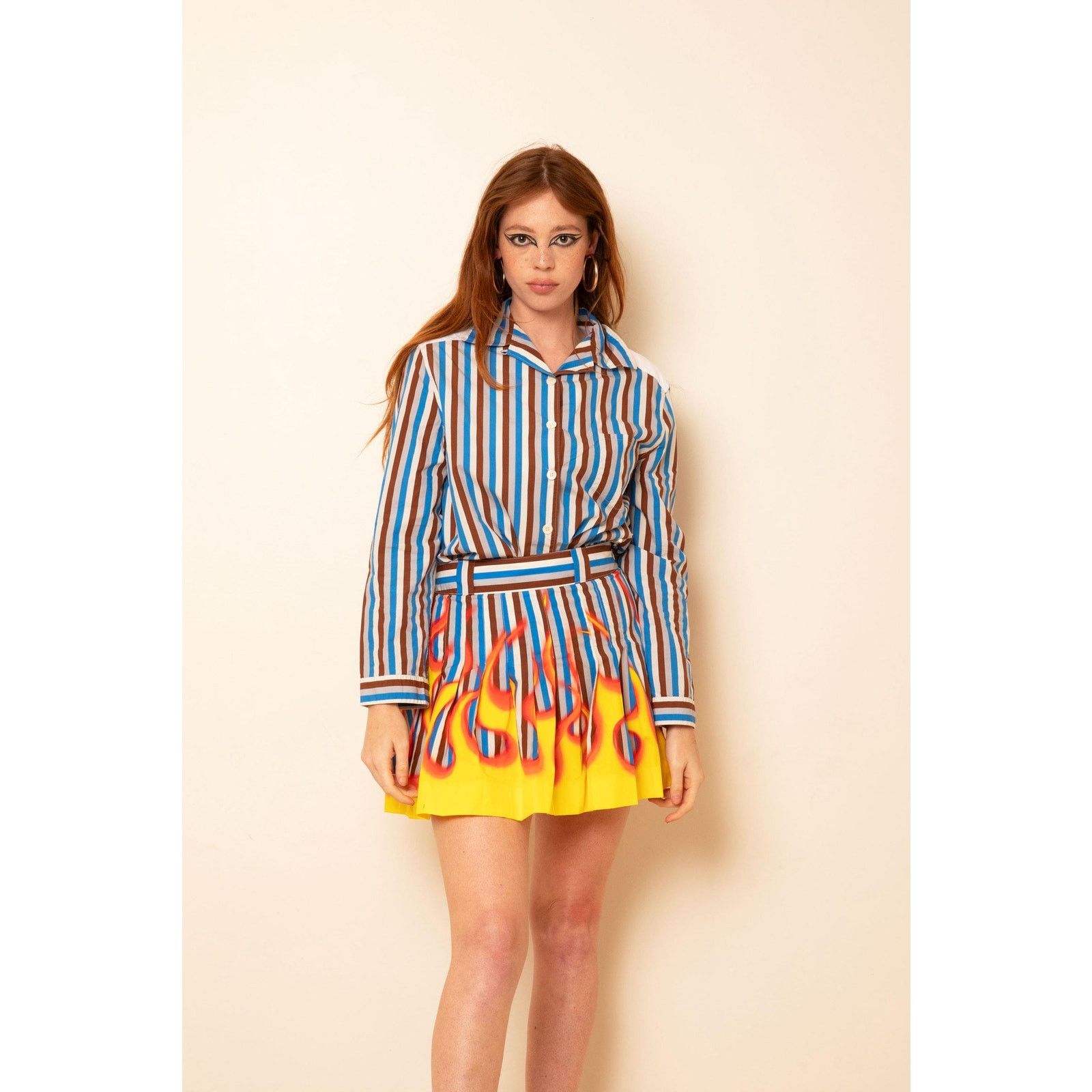 Prada PRADA Stripe + Flame Print Cotton Poplin Set Size M / US 6-8 / IT 42-44 - 2 Thumbnail