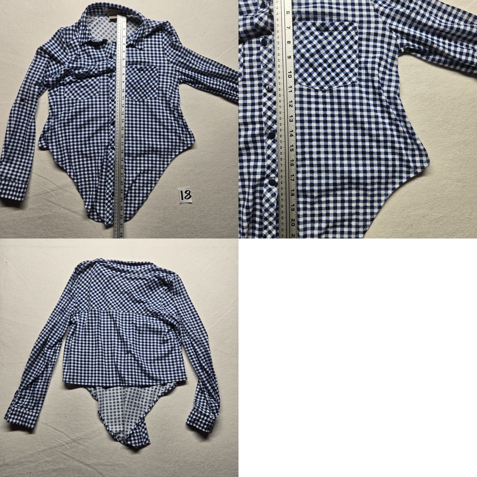 Vintage Passport Shirt Large Women Blue Check Shirt with Pockets Button Front Tie Front Casual Short Sleeve Size L / US 10 / IT 46 - 8 Thumbnail