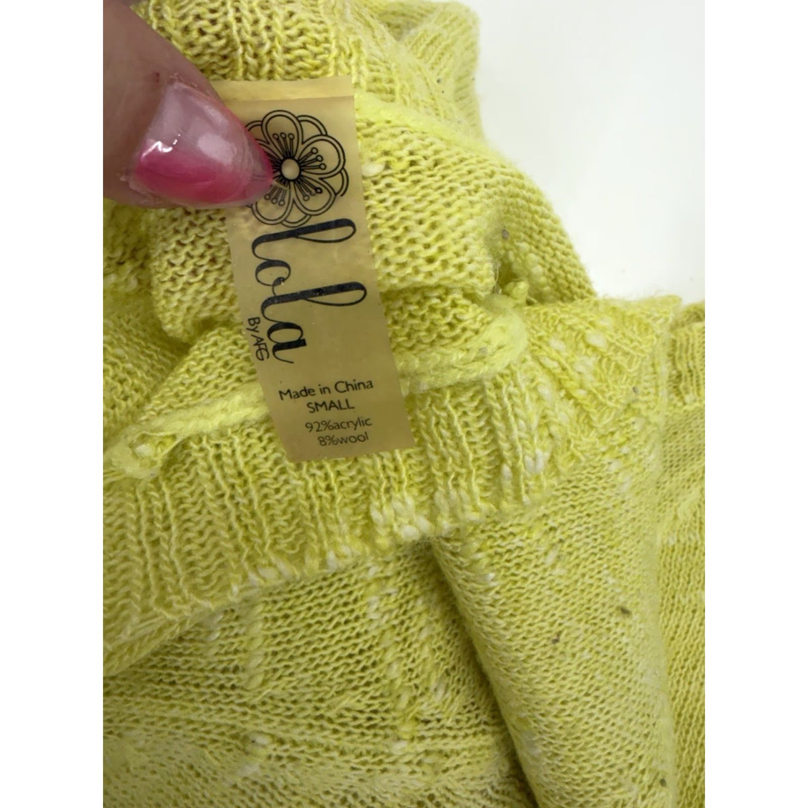 Vintage Lola By AFG Womens Sweater Size S Green Long Sleeve Open Knit Boat Neck Size S / US 4 / IT 40 - 4 Thumbnail