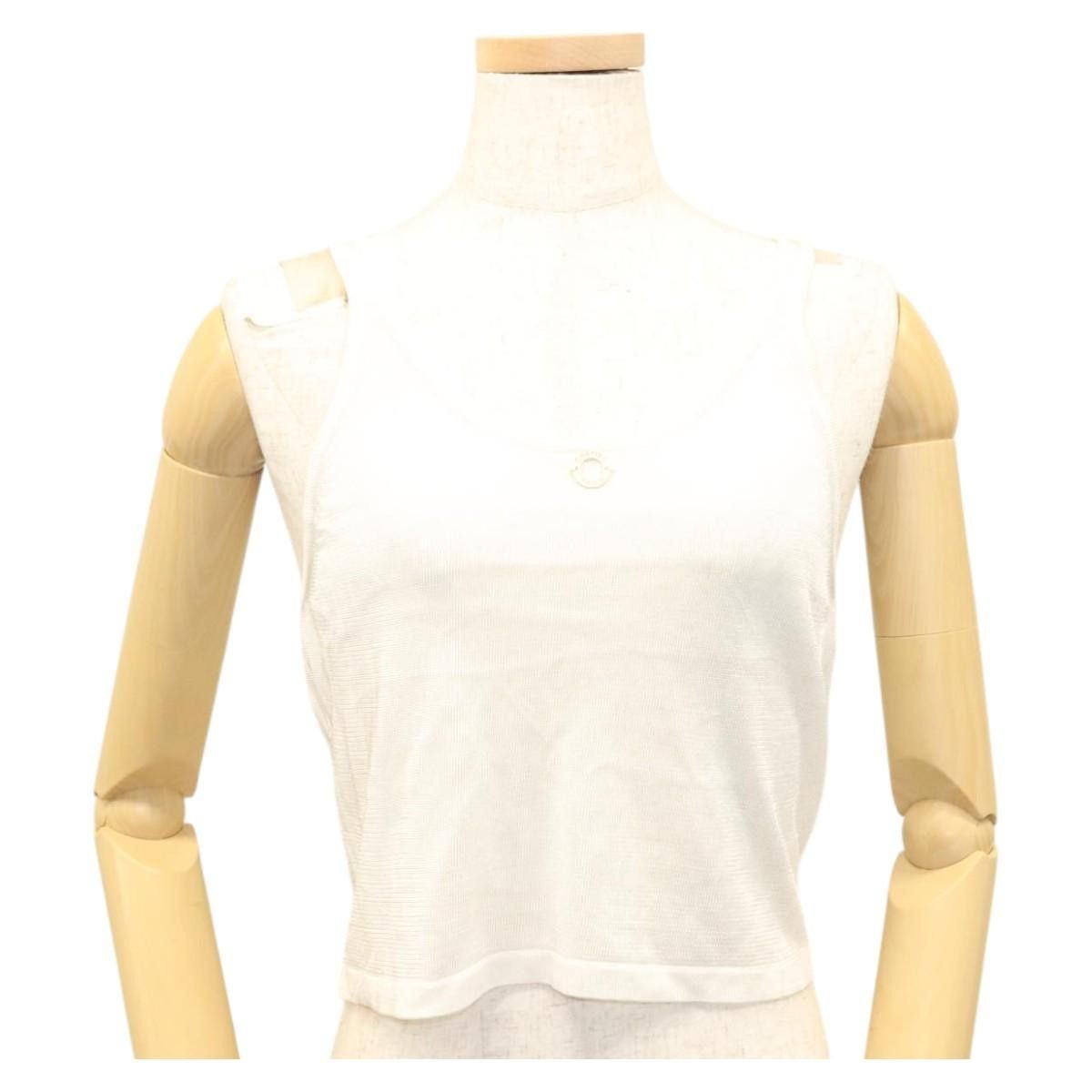 Chanel Chanel Knitted Fabrics Tank Top Polyester White CC Size M / US 6-8 / IT 42-44 - 2 Thumbnail