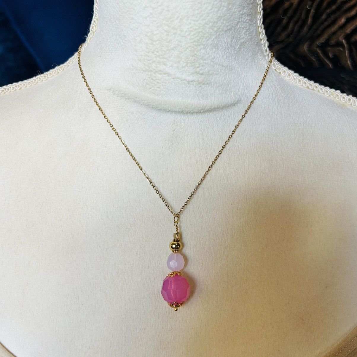 Handmade Handcrafted vintage bead drop pendant on chain necklace Size ONE SIZE - 3 Thumbnail