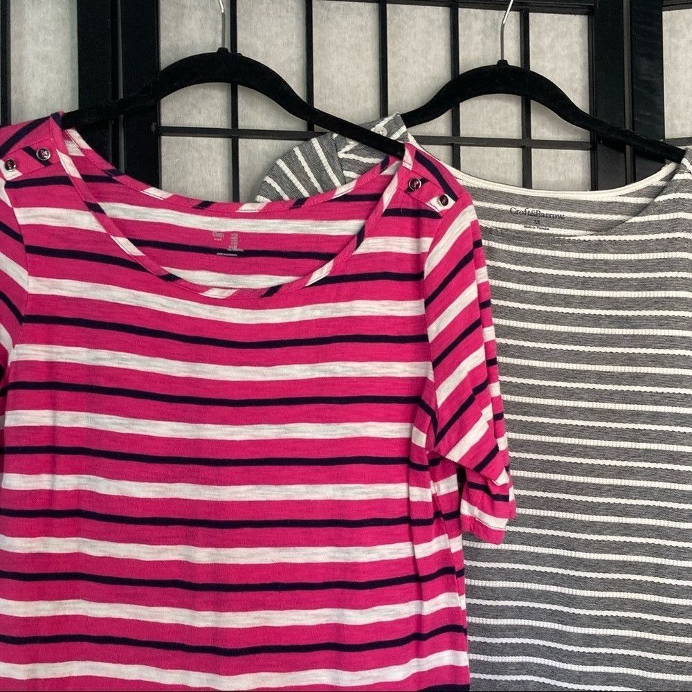 Gap Gap Croft & Barrow Stripped Shirts Pink Grey White Medium Size M / US 6-8 / IT 42-44 - 2 Thumbnail