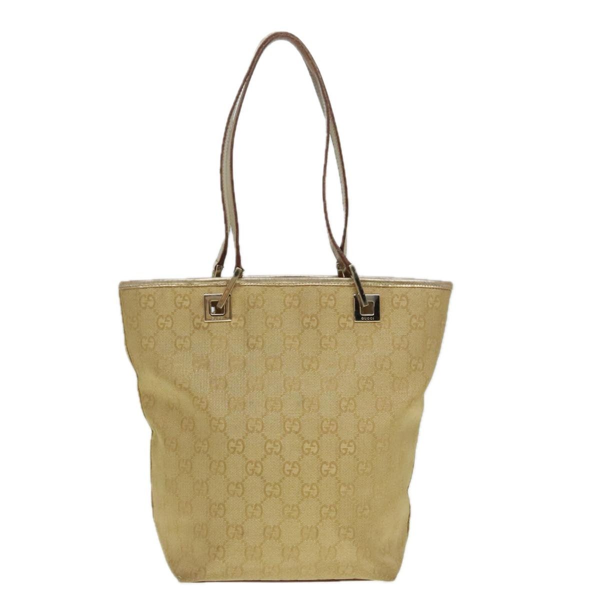 GUCCI GG Canvas Shoulder Bag Gold Tone Gold 0021099