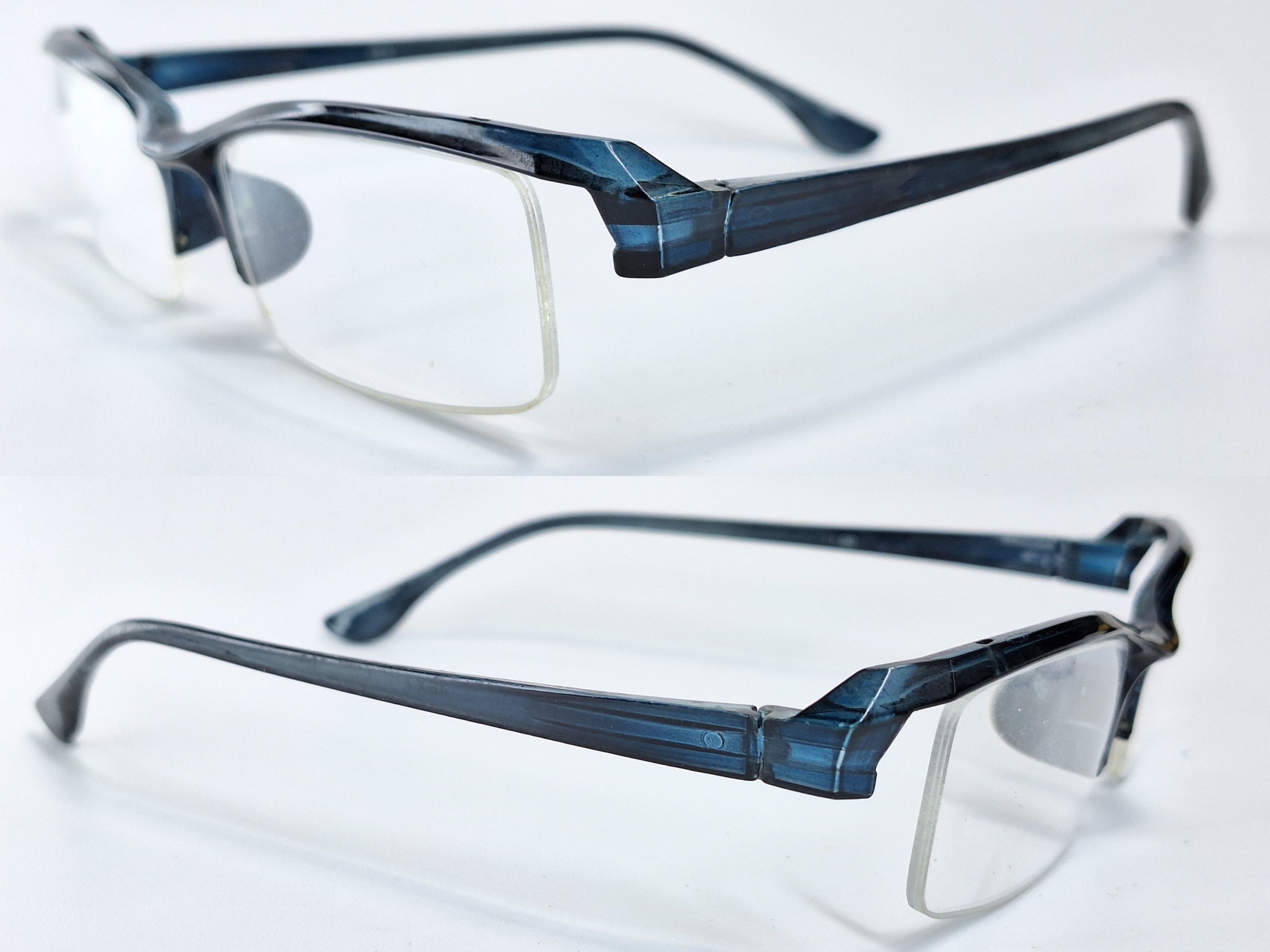 Other 00s Japan Vintage 4EX Semi-Rimless Oversize Eyeglass Frame Size ONE SIZE - 3 Thumbnail