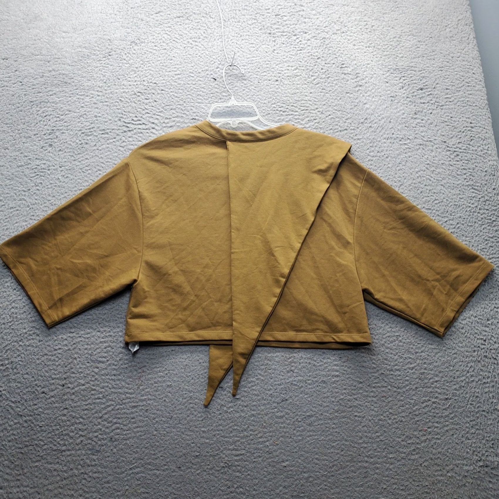 Zara Zara Trafaluc Cropped Top Womens Size S Brown Kimono Sleeve Ruffle Panel Crew Neck Size S / US 4 / IT 40 - 2 Thumbnail