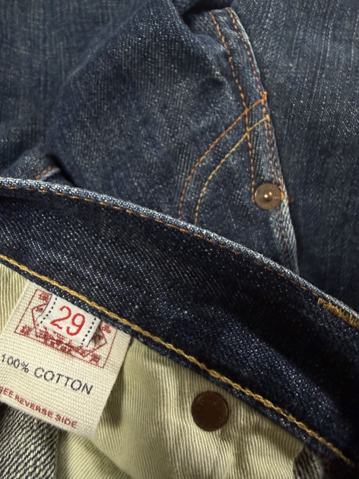 Evisu Evisu jeans daicock gold big logo embroidery selvedge denim Size US 29 - 6 Thumbnail