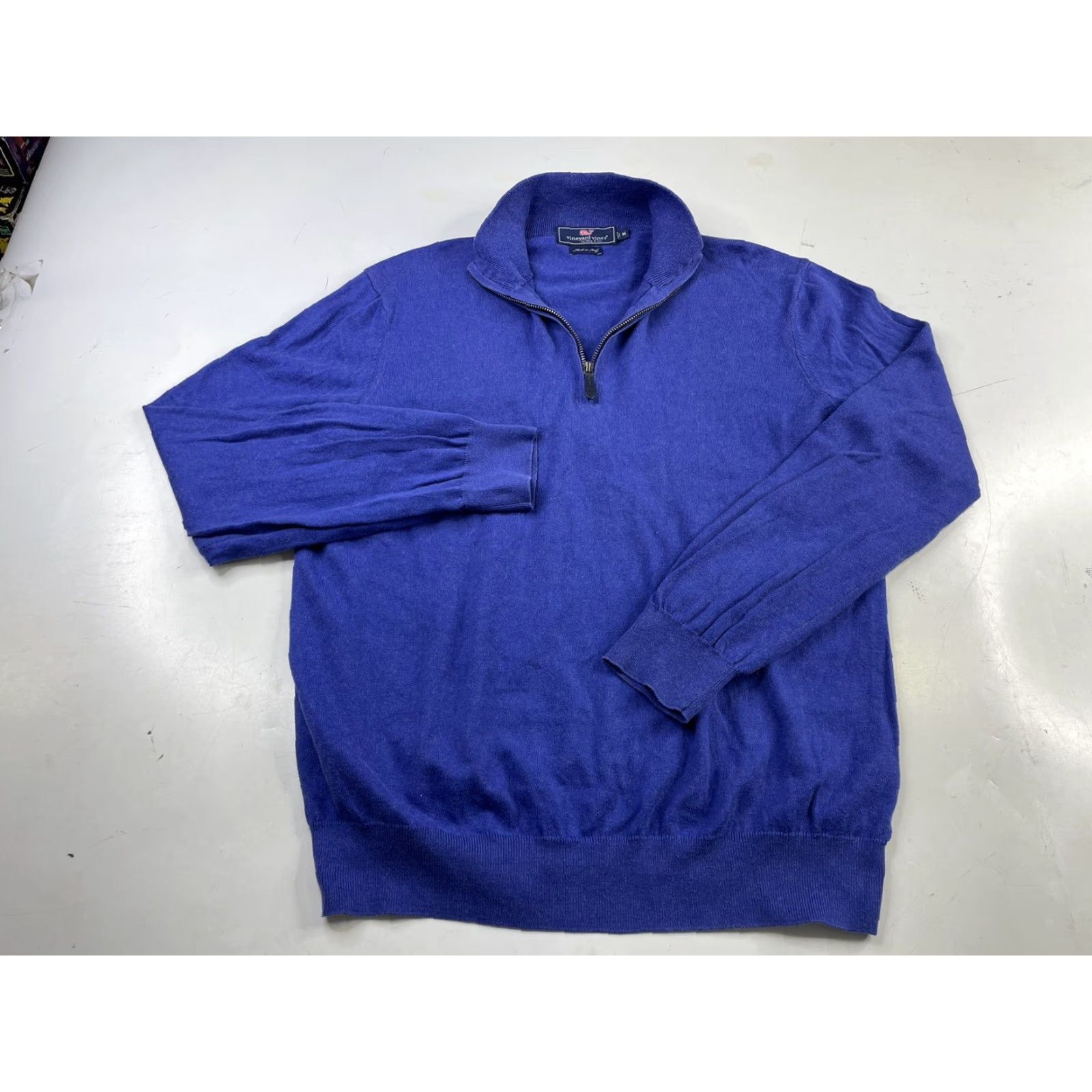 Vineyard Vines Vineyard Vines Mens Sweater 1/4 Zip Mock Neck Cotton Cashmere Blue M Italy Logo Zipper Classic Preppy Golf Pullover Department Men Vintage No Size US M / EU 48-50 / 2 - 2 Thumbnail