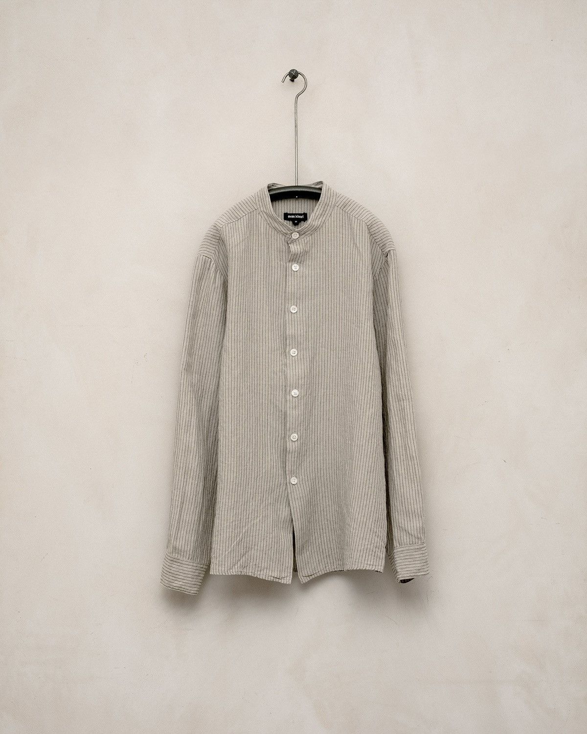 Evan Kinori Evan kinori band collar Yarn Dyed Linen/Cotton Stripe XS Size US XS / EU 42 / 0 - 1 Thumbnail