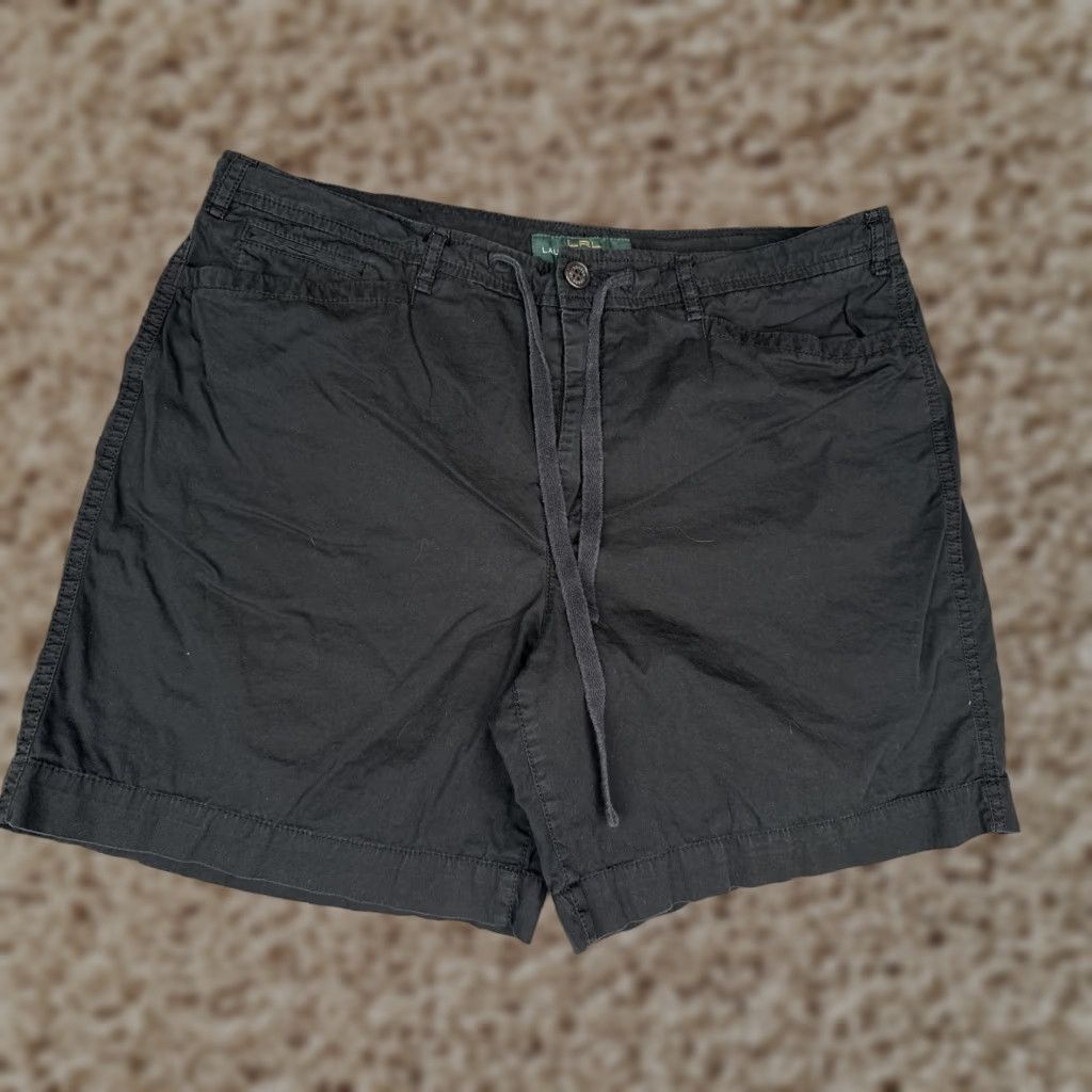 Ralph Lauren Lauren Ralph Lauren Shorts Womens 12 Black 100% Cotton Drawstring Chino Size 34" / US 12 / IT 48 - 1 Thumbnail