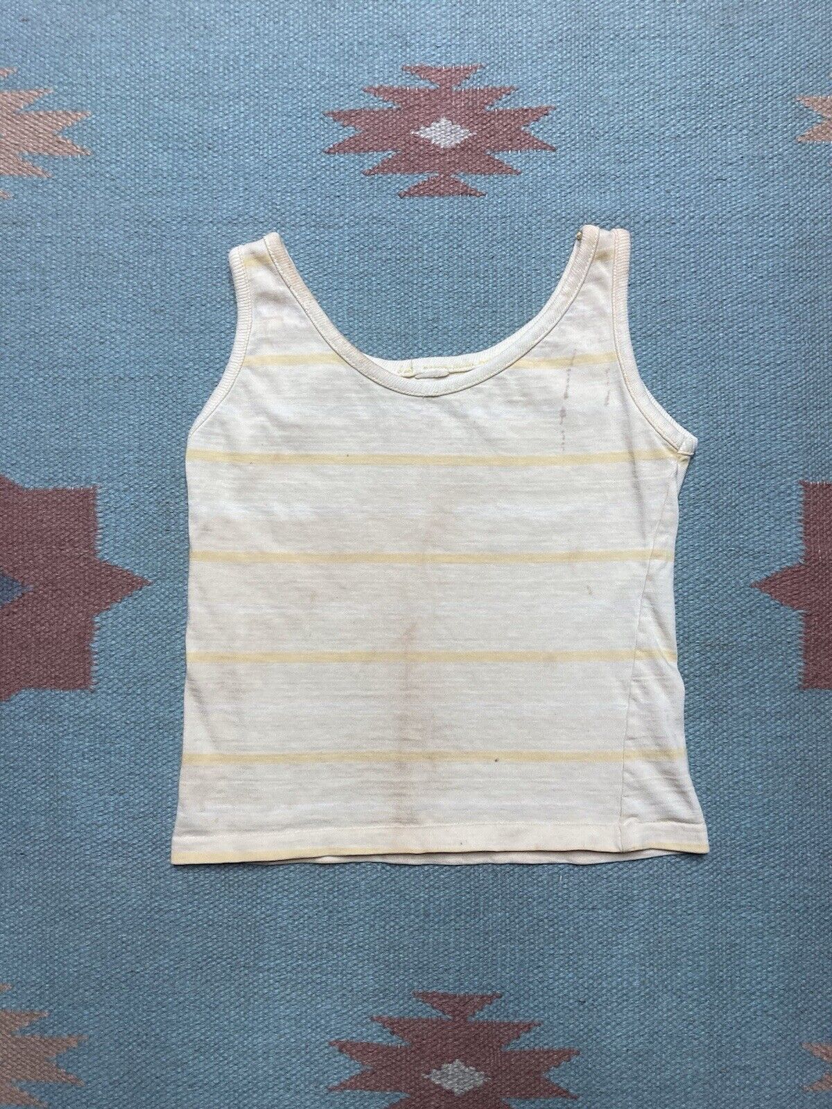 Vintage 70s striped tank top shirt distressed soft cotton women’s XS Size XS / US 0-2 / IT 36-38 - 1 Thumbnail