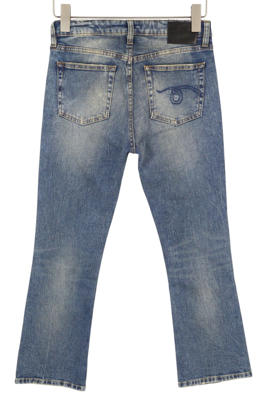 R13 KICK FIT 26 Kelly Stretch Flared Cropped Faded Denim 86232 Size 26" / US 2 / IT 38 - 4 Thumbnail