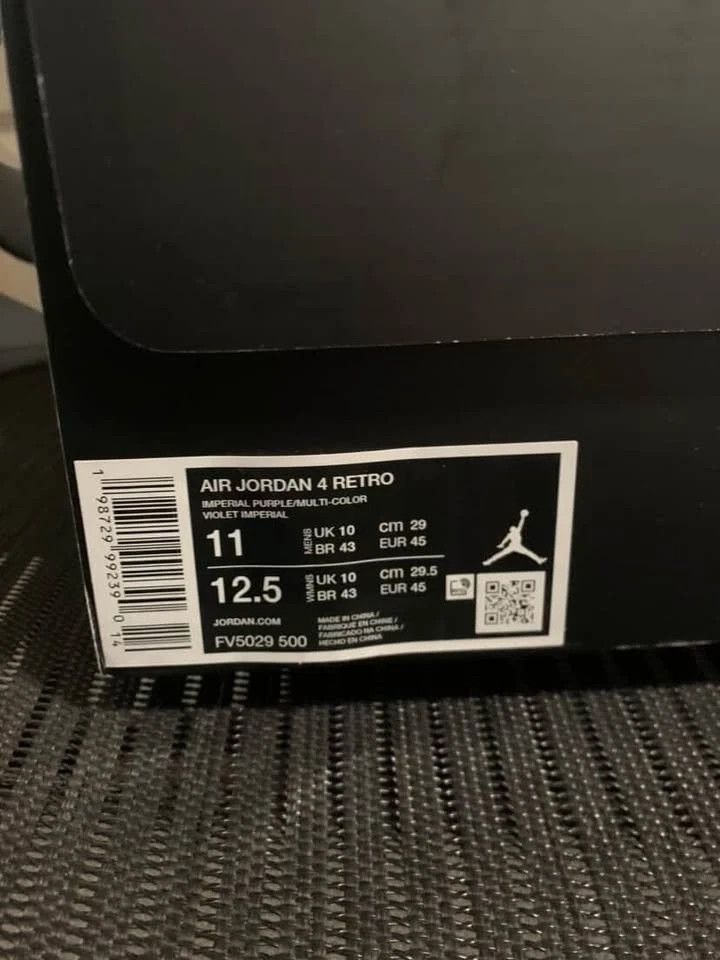 Jordan Brand Air Jordan 4 Retro Lakers Imperial Purple Size 11 Mens Size US 11 / EU 44 - 6 Thumbnail