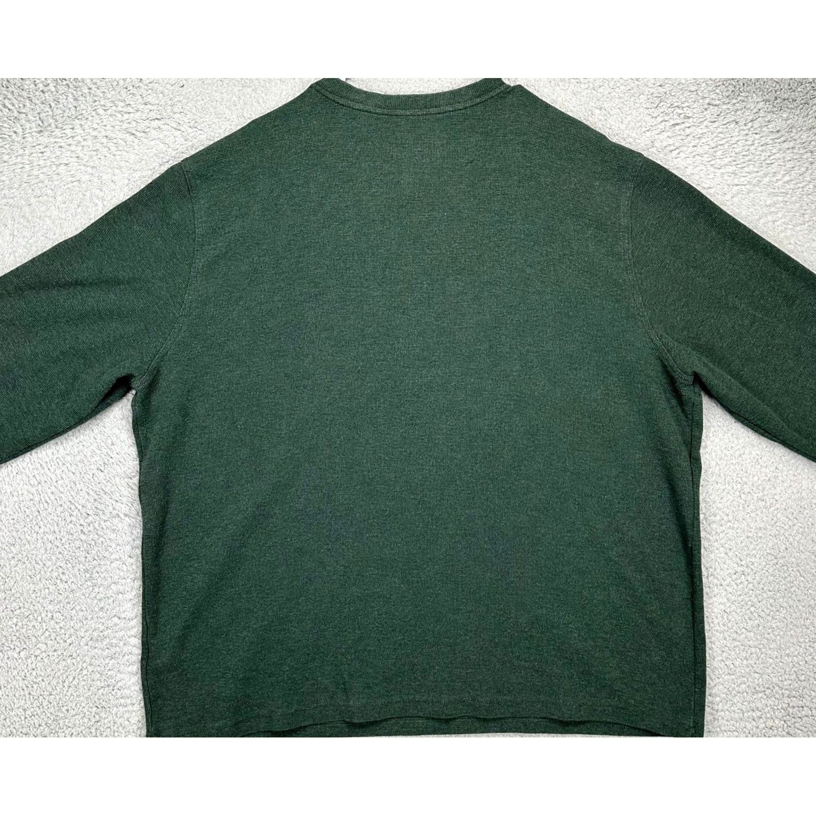 Vintage L.L. Bean Sweater Mens 2XL Green Henley Thermal Waffle-Knit Slim Fit Pullover Size US XXL / EU 58 / 5 - 3 Thumbnail