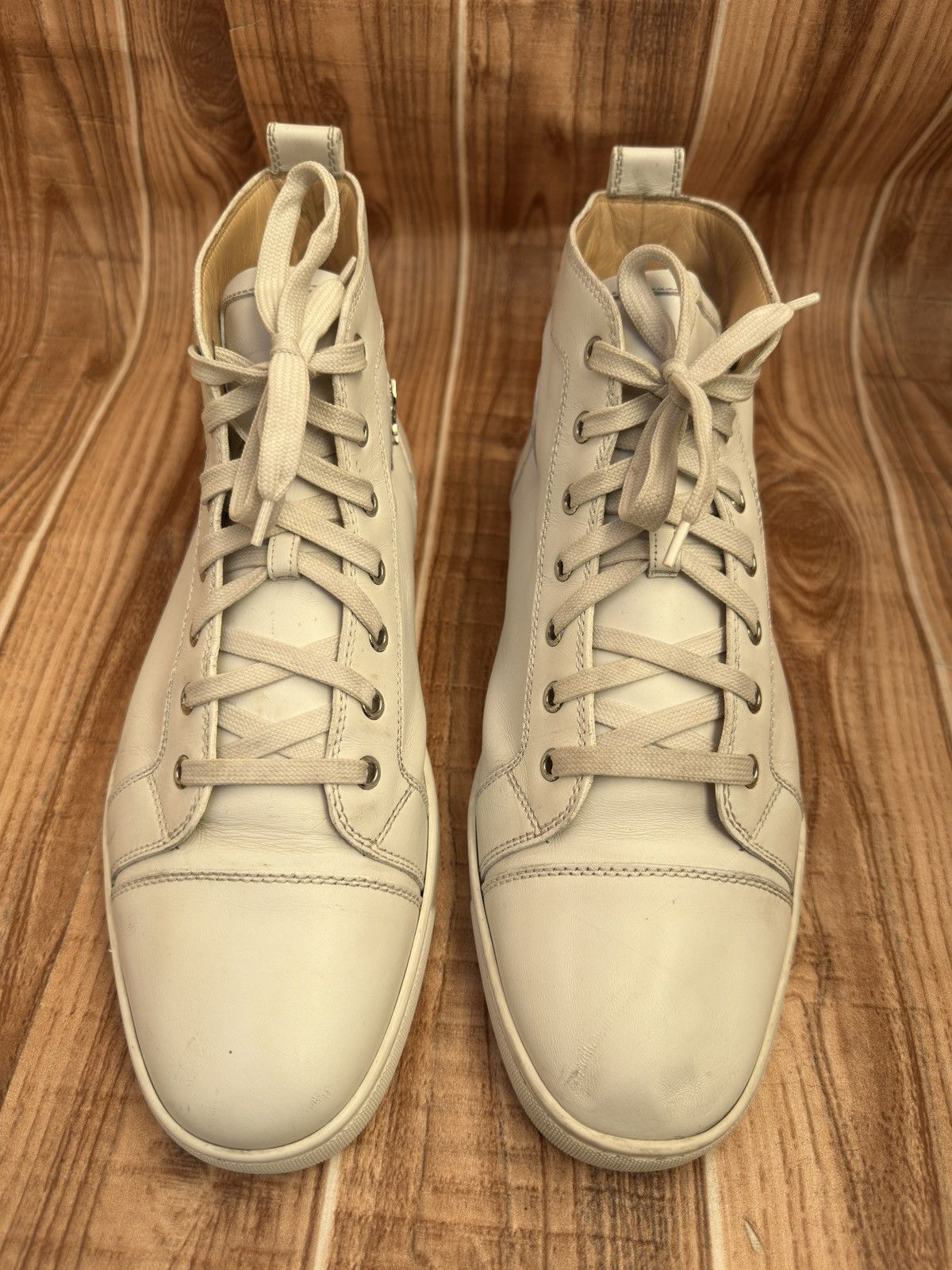 Christian Louboutin Christian Louboutin White High Leather Sneakers Size US 10.5 / EU 43-44 - 7 Thumbnail