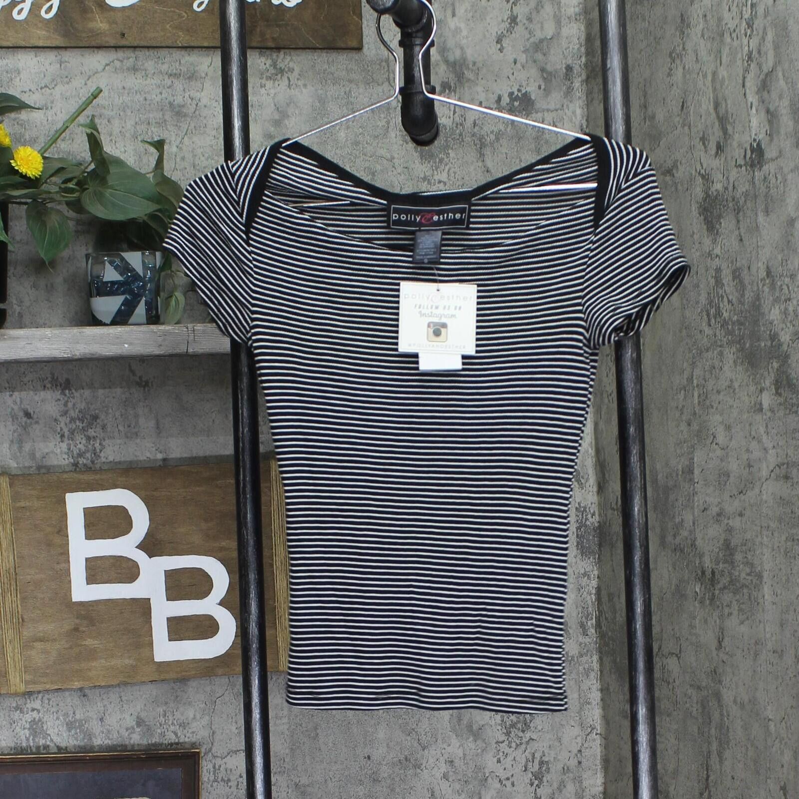 Other Nwt Polly & Esther Striped Skimmer T-shirt Black Stripe S Size S / US 4 / IT 40 - 1 Thumbnail