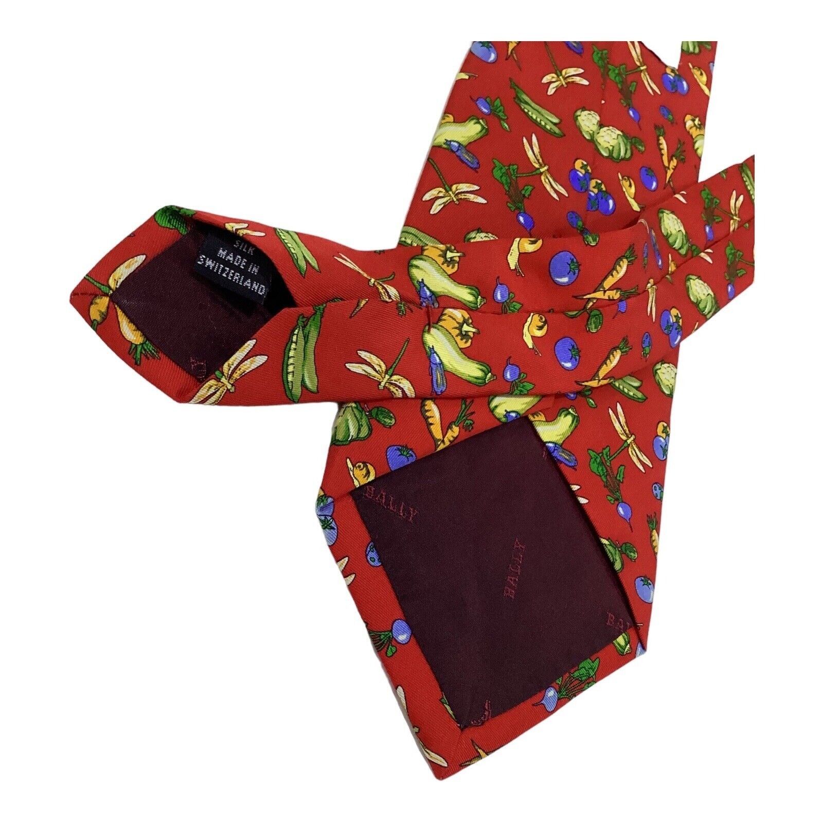 Bally BALLY Vegetable & Insect Print Silk Tie Made In Switzerland Size ONE SIZE - 4 Thumbnail