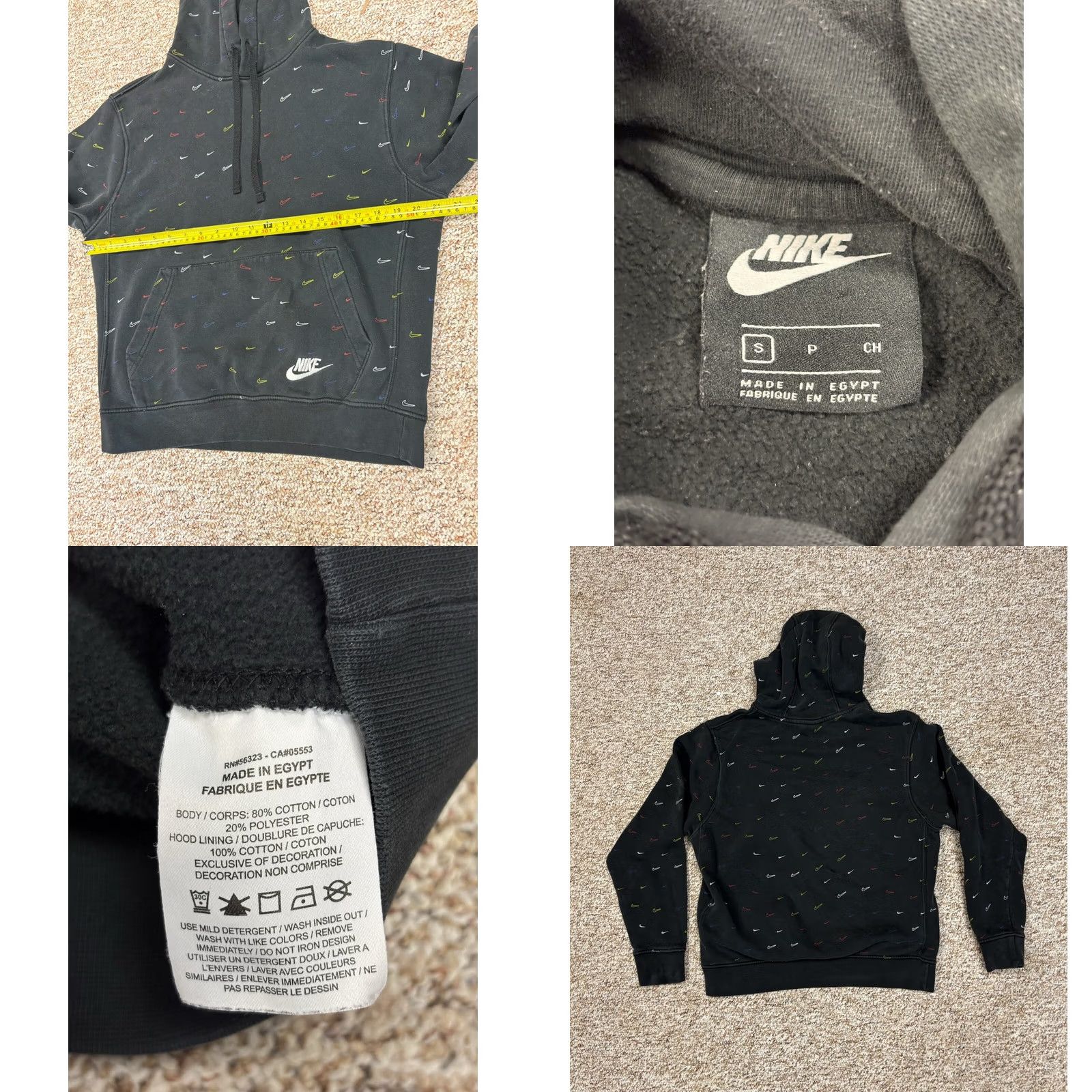 Nike Nike All Over Print Multicolor Swoosh Sweatshirt Hoodie S Black Mens Size US S / EU 44-46 / 1 - 8 Thumbnail