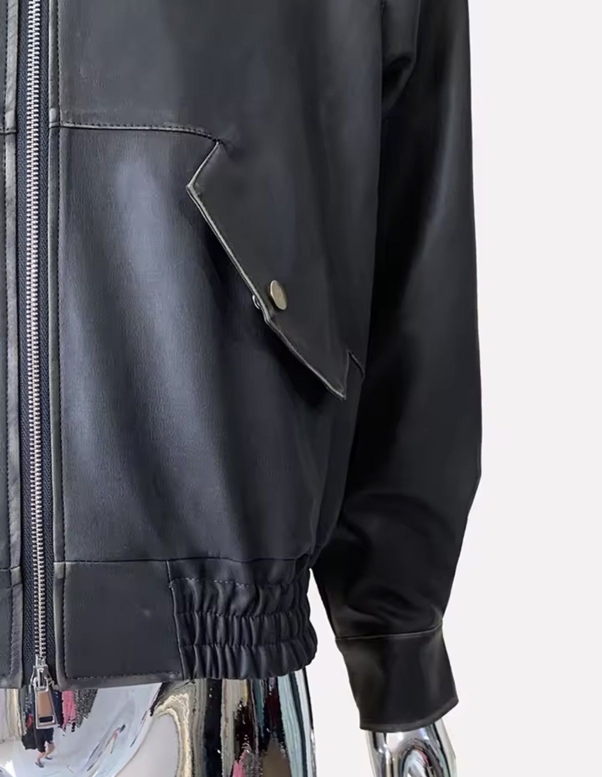 Leather Washed PU Leather Y2k Retro Style Zipper Jacket Size US L / EU 52-54 / 3 - 10 Thumbnail