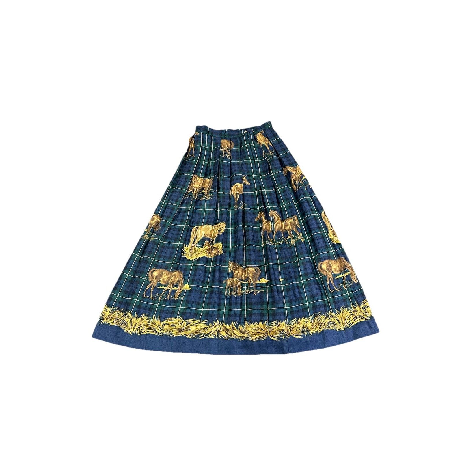 Vintage Vintage Susan Bristol Plaid Horse Print Maxi Skirt Equestria Size 30" / US 8 / IT 44 - 1 Thumbnail