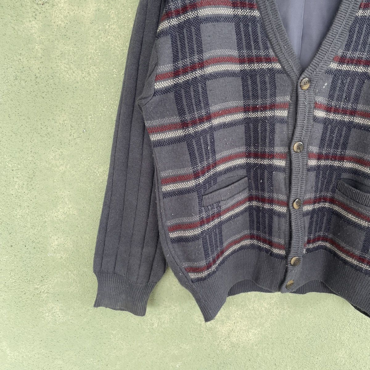 Aran Isles Knitwear × Japanese Brand Vintage Japan Kosugi Checkred Cardigan Knitwear Rare Size US M / EU 48-50 / 2 - 5 Thumbnail
