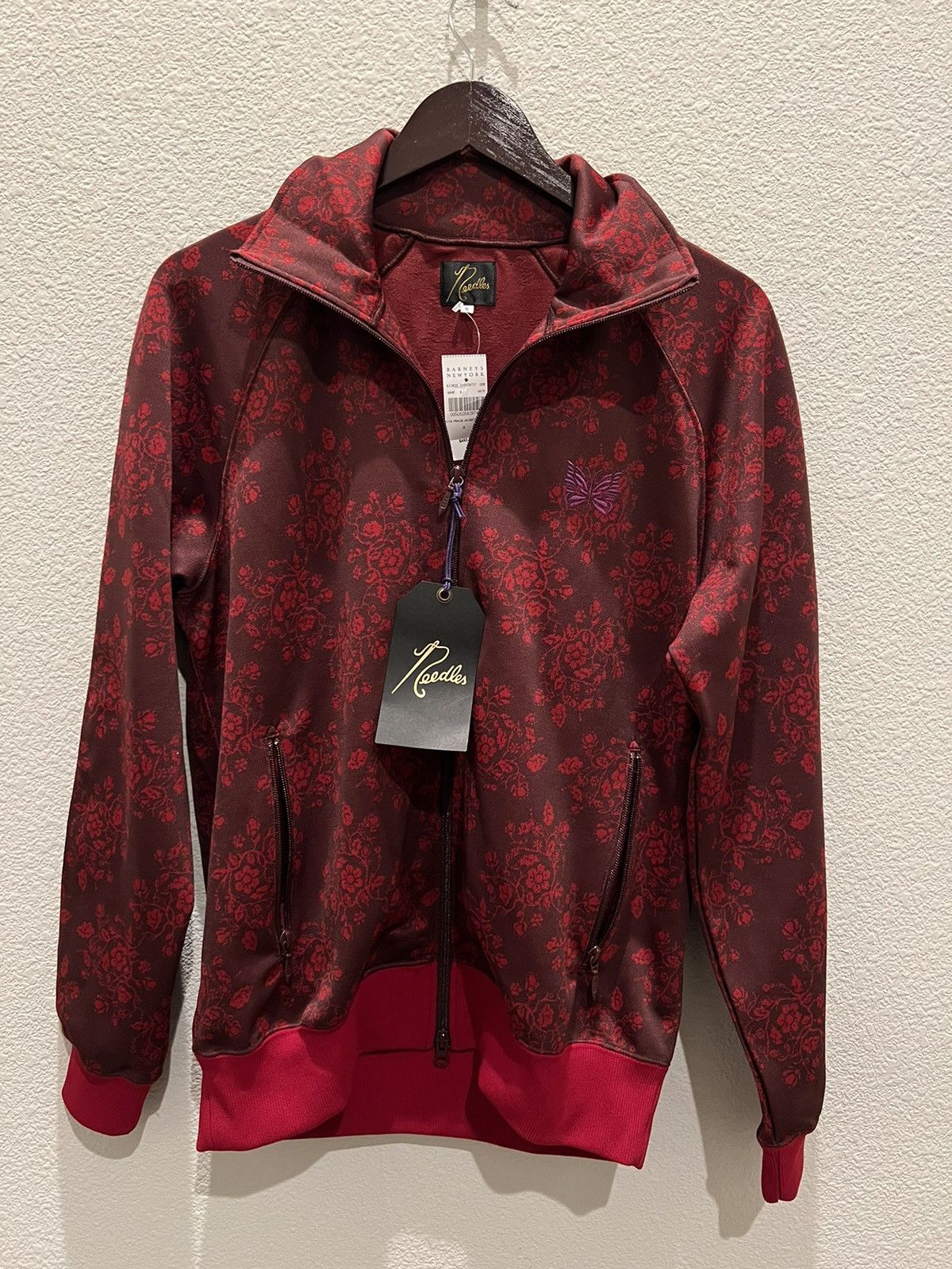 Image of Needles Floral Bordeaux Jacket in Red, Men's (Size Small)