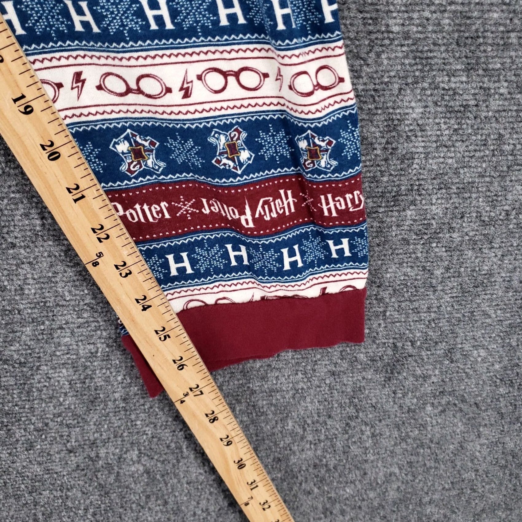 Vintage Harry Potter Pajama Pants L Adults Blue Red Sleepwear Geometric Christmas Knit 100% Cotton Size 36" / US 14 / IT 50 - 6 Thumbnail