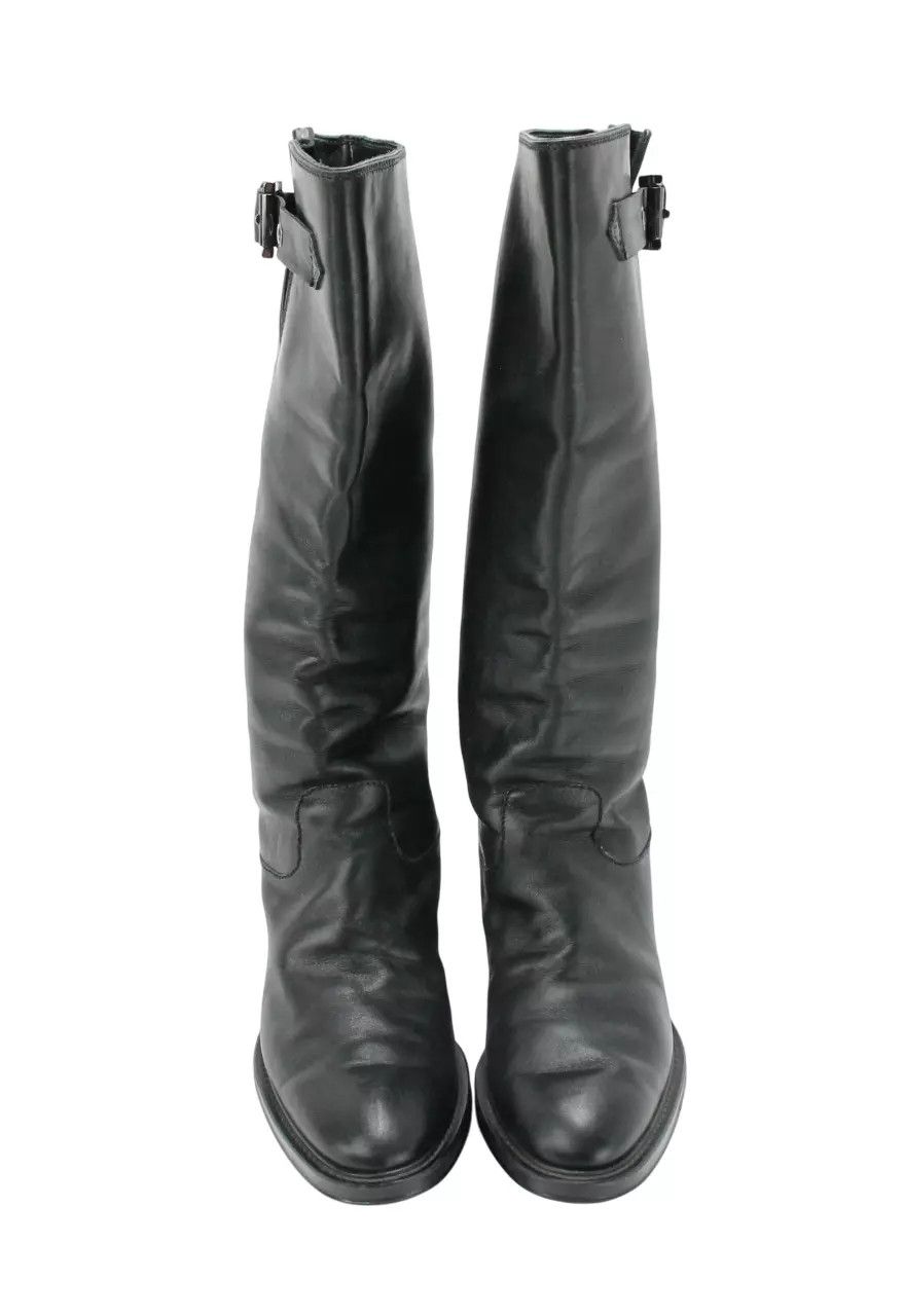 Tod's TOD'S Shoes Women's EU 37 Black Leather Block Heel Mid Top Size US 7 / IT 37 - 6 Thumbnail