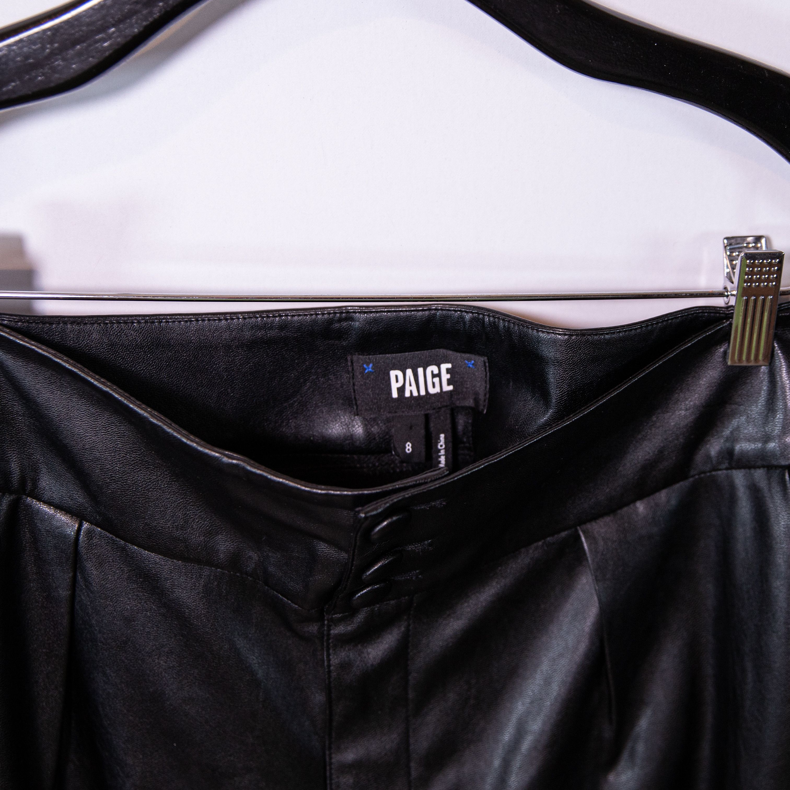 Paige Paige Jazz Faux Vegan Leather Tapered Leg Mid Size 30" / US 8 / IT 44 - 2 Thumbnail