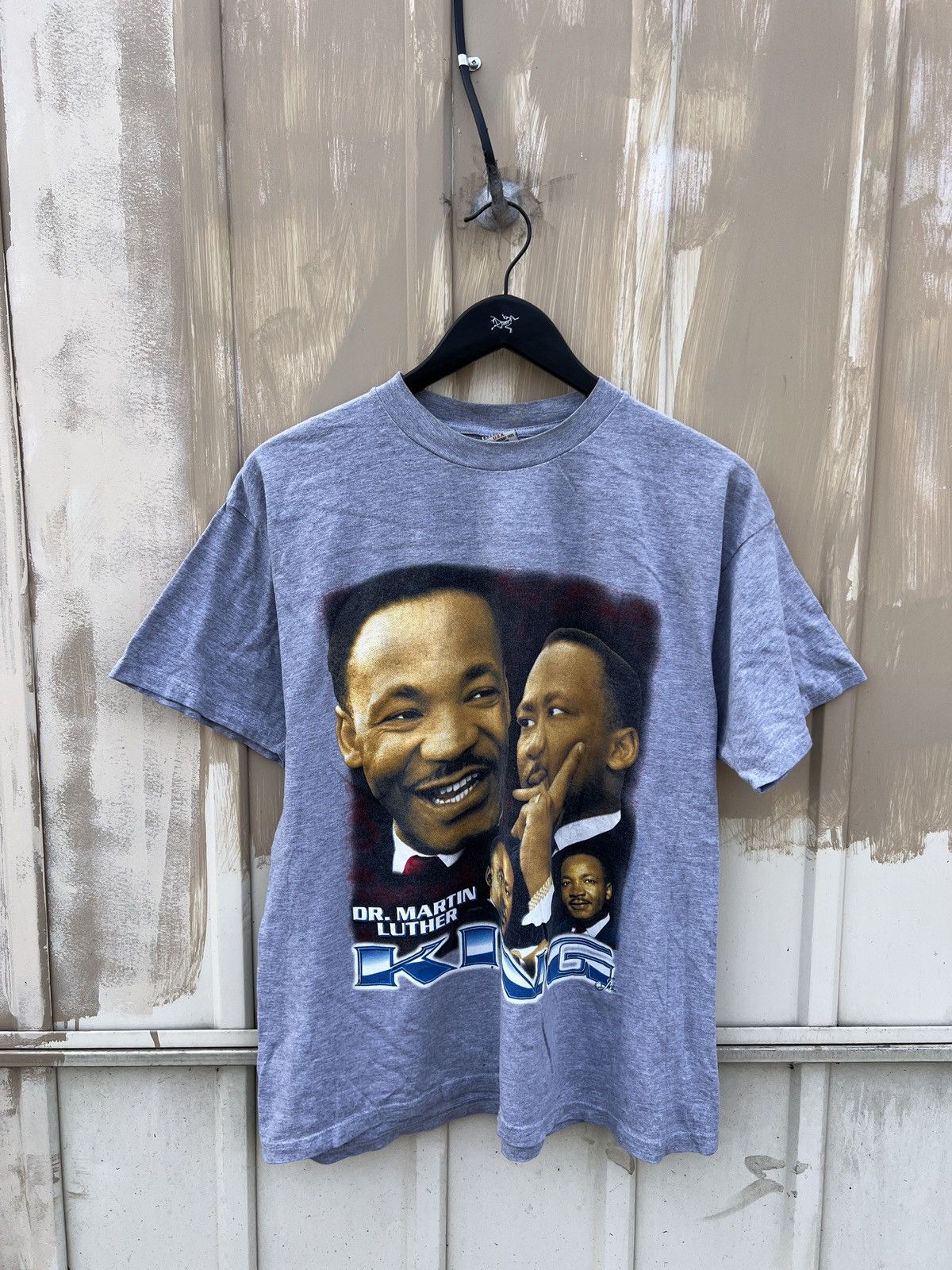 image of Malcolm x X Rap Tees Vintage 90's Martin Luther King Memorial Rap T Shirt in Grey, Men's (Size XL)