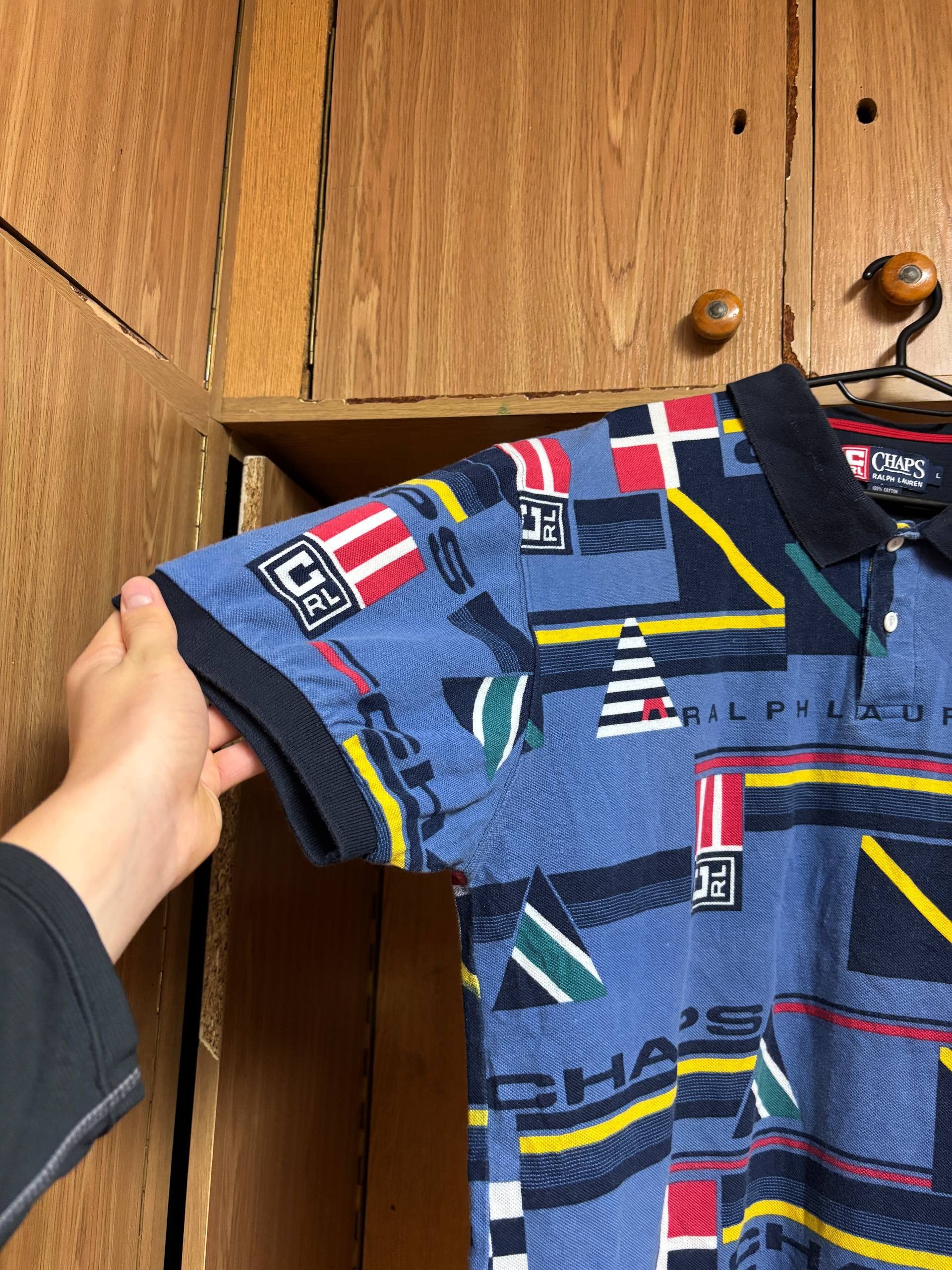 Polo Ralph Lauren 👕 Chaps Ralph Lauren Vintage Polo – Nautical Flag Print Size US L / EU 52-54 / 3 - 4 Thumbnail
