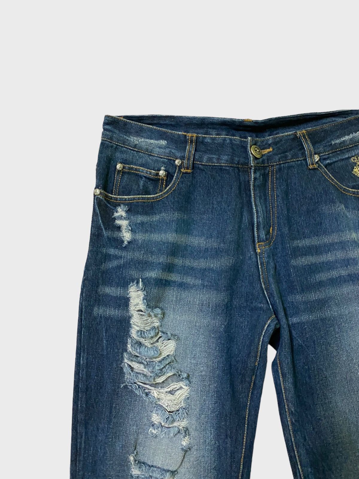 If Six Was Nine Flared Sho Bernings Lace Distressed Style Denim Size US 31 - 4 Thumbnail
