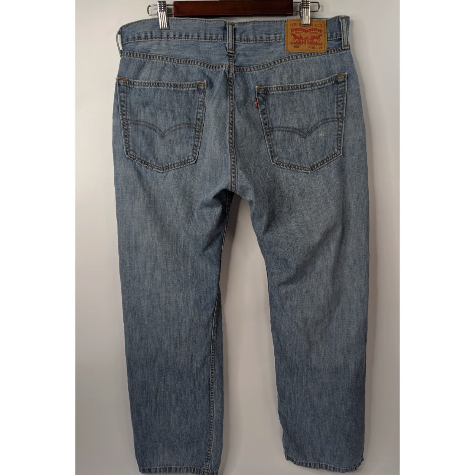 Levi's Levi's 505 Jeans Mens 36x29 Denim Medium Wash Regular Fit Distressed Jeans Pants 5-Pocket Levi's 500 Series Blue Mens 90s City Hipster Vintage: No Size US 36 / EU 52 - 2 Thumbnail