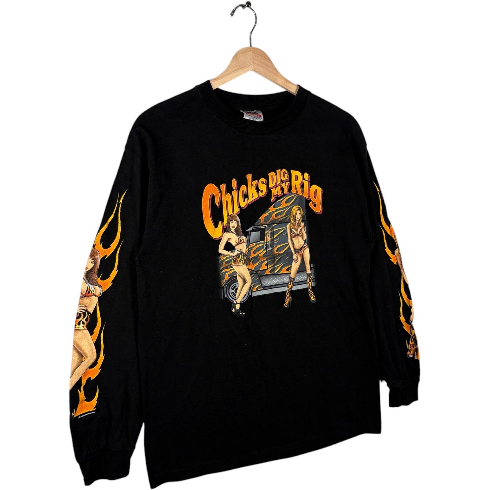 AAA Vintage "Chicks Dig My Rig" Trucker Long Sleeve Medium Size US M / EU 48-50 / 2 - 4 Thumbnail