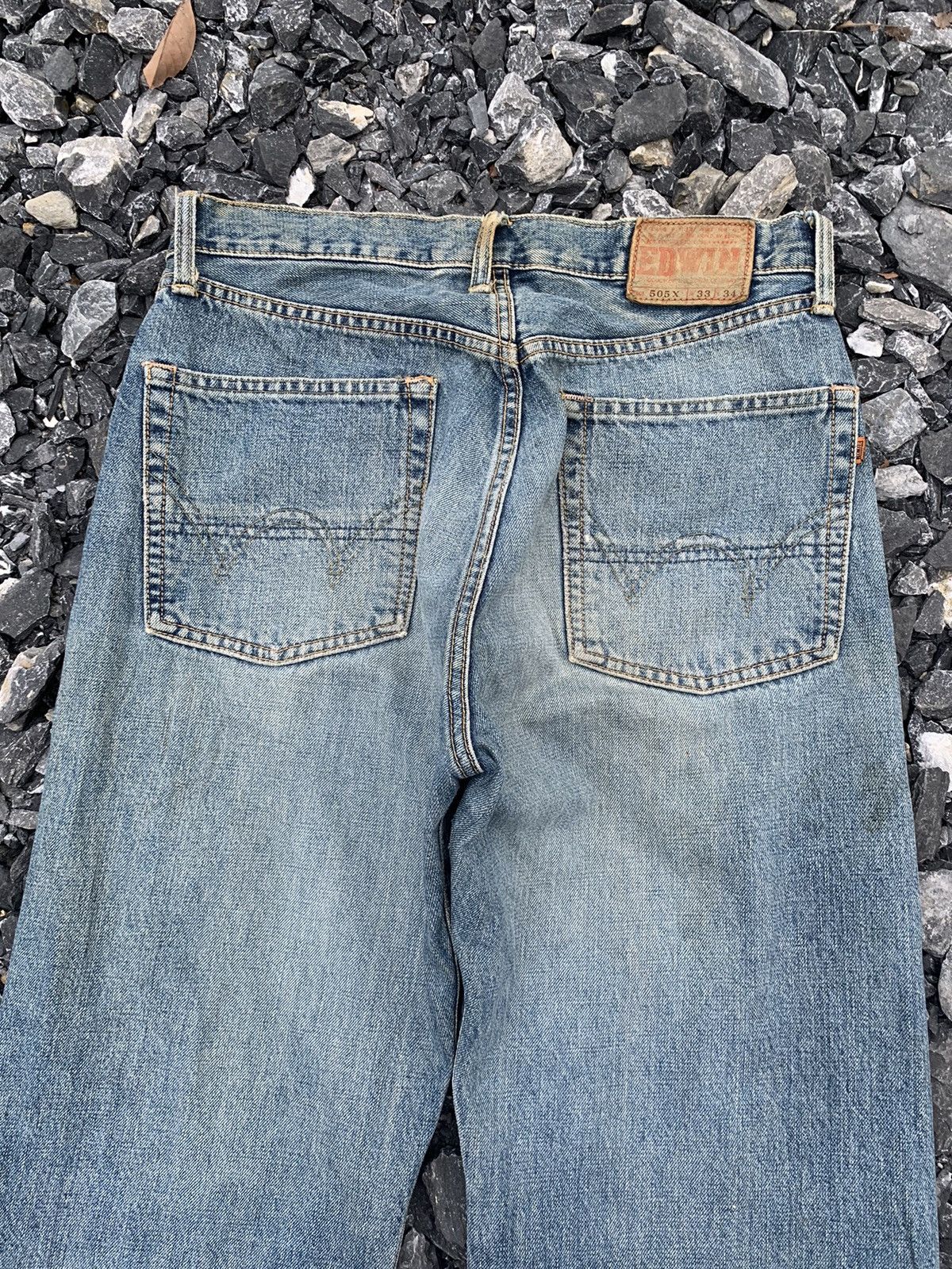 VINTAGE EDWIN 505X BAGGY SELVEDGE FADED DISTRESSED DENIM