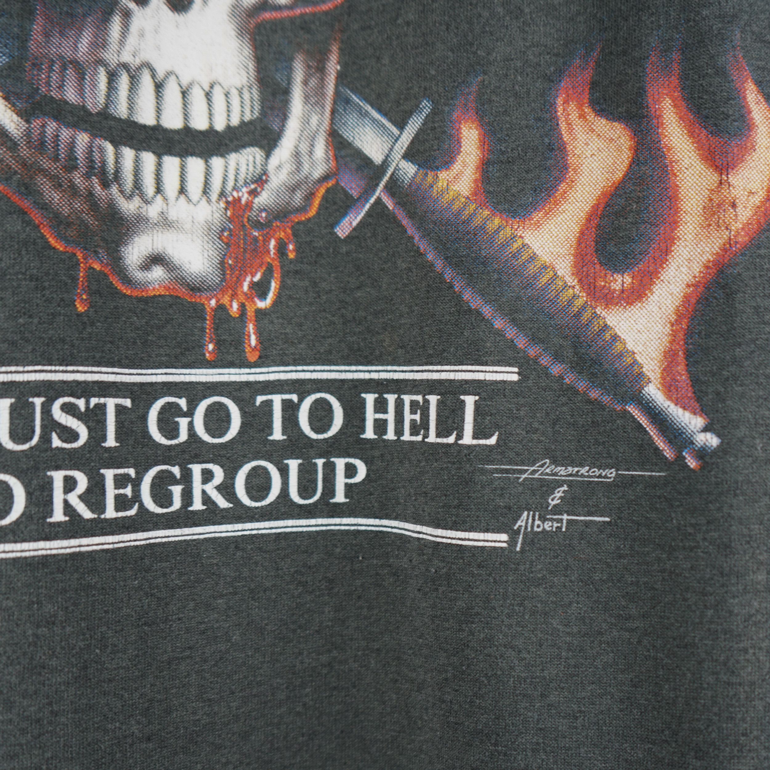 Harley Davidson × Vintage 1990s Mercenaries Never Die T-Shirt 3D Emblem Size US L / EU 52-54 / 3 - 3 Thumbnail