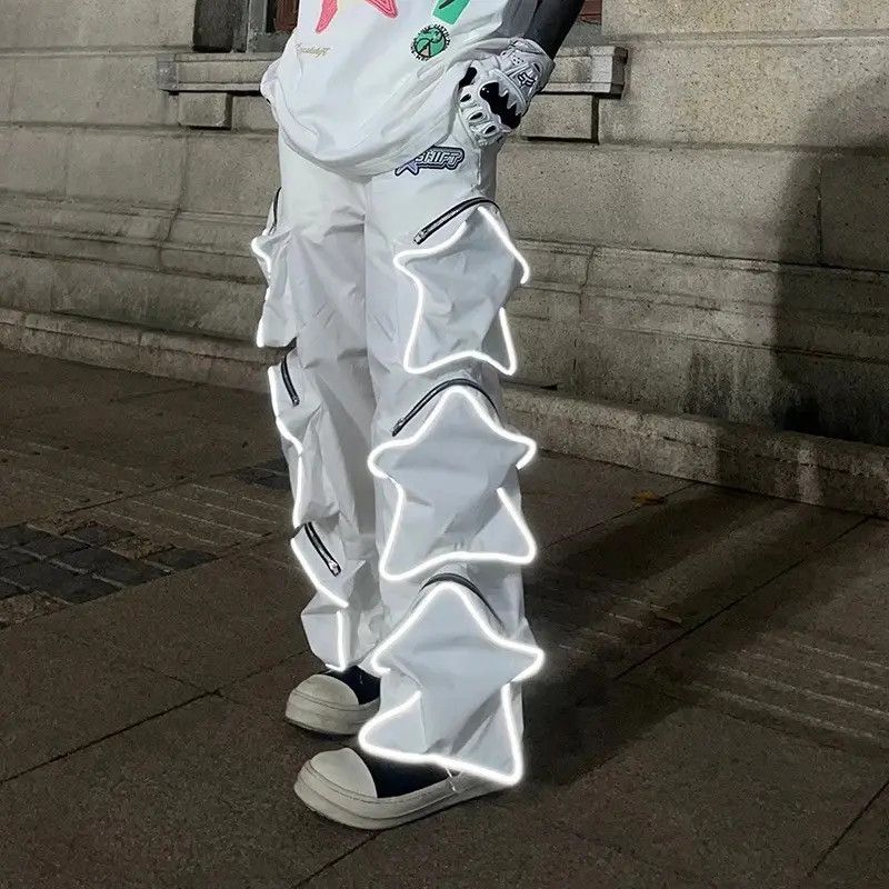 Japanese Brand × Vintage Reflective pants with stars and pockets hip-hop Harajuku Size US 32 / EU 48 - 2 Thumbnail