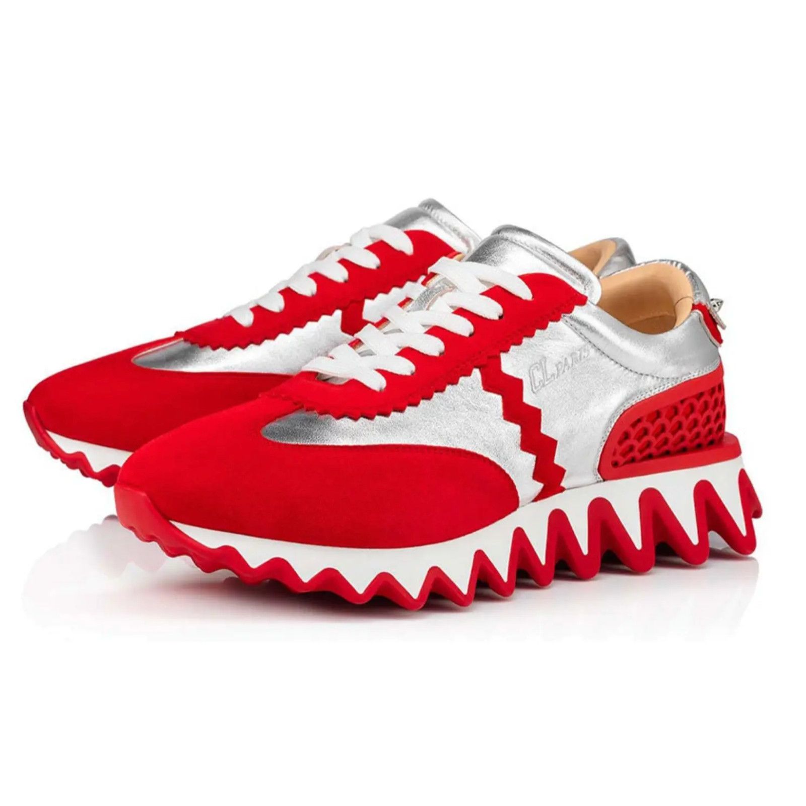 Christian Louboutin Christian Louboutin Loubishark Flat Red Silver Platform Size US 12 / EU 45 - 1 Thumbnail