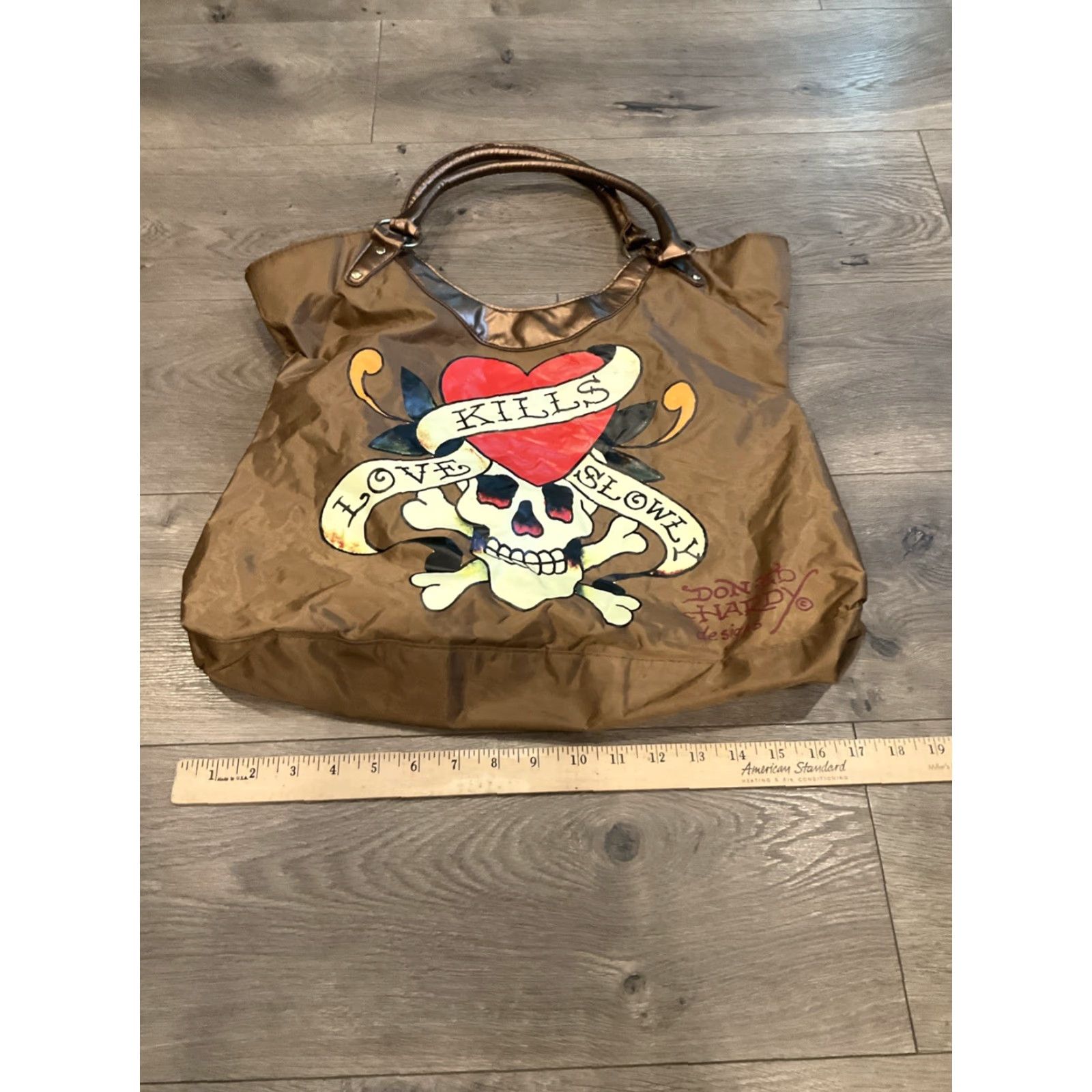 Ed Hardy Ed Hardy Handbags Womens Bronze Love Kills Slowly Vinyl Bag Size ONE SIZE - 3 Thumbnail