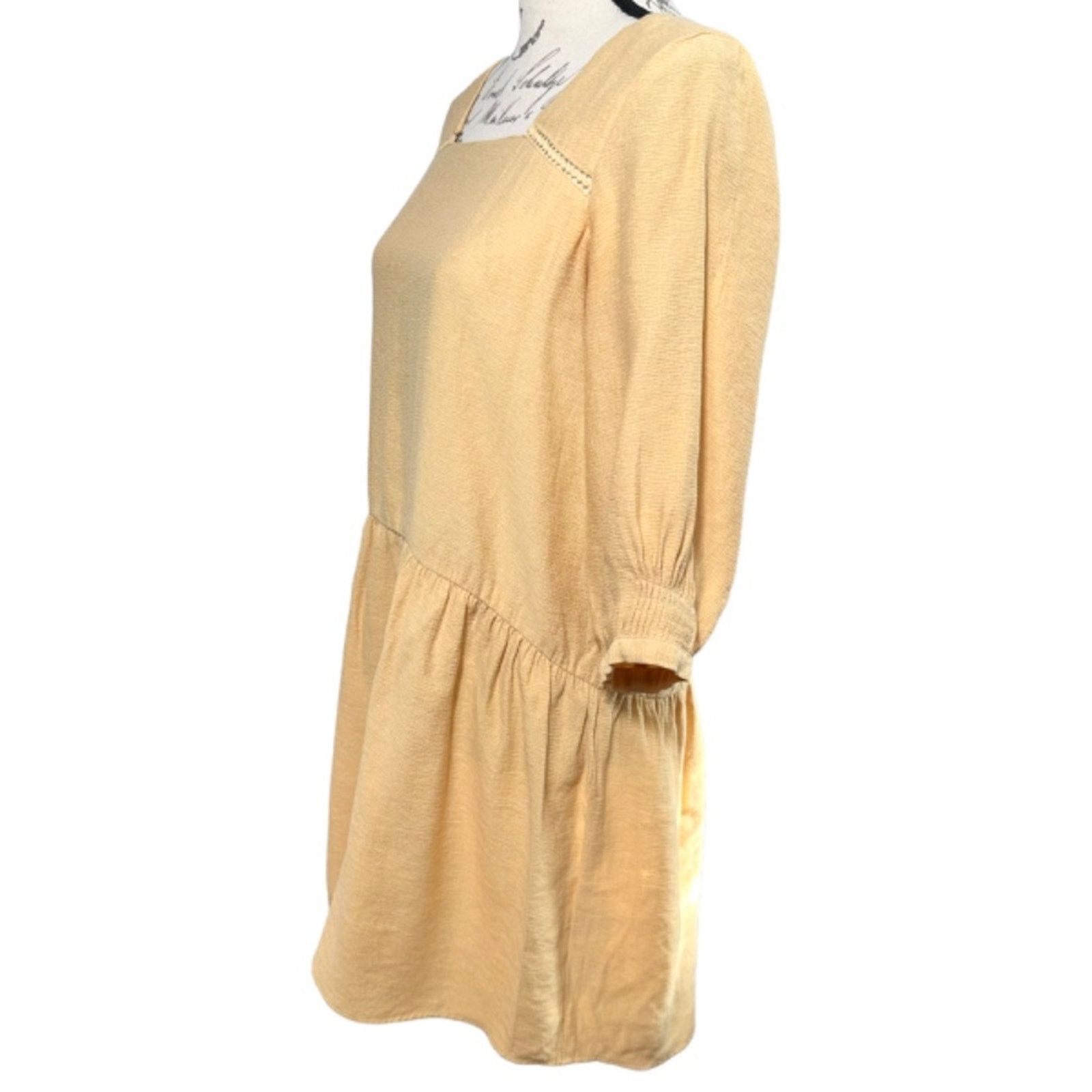 Zara Boho Chic Square Neck Dress Crochet Detailing Dropped Waist Size M / US 6-8 / IT 42-44 - 3 Thumbnail