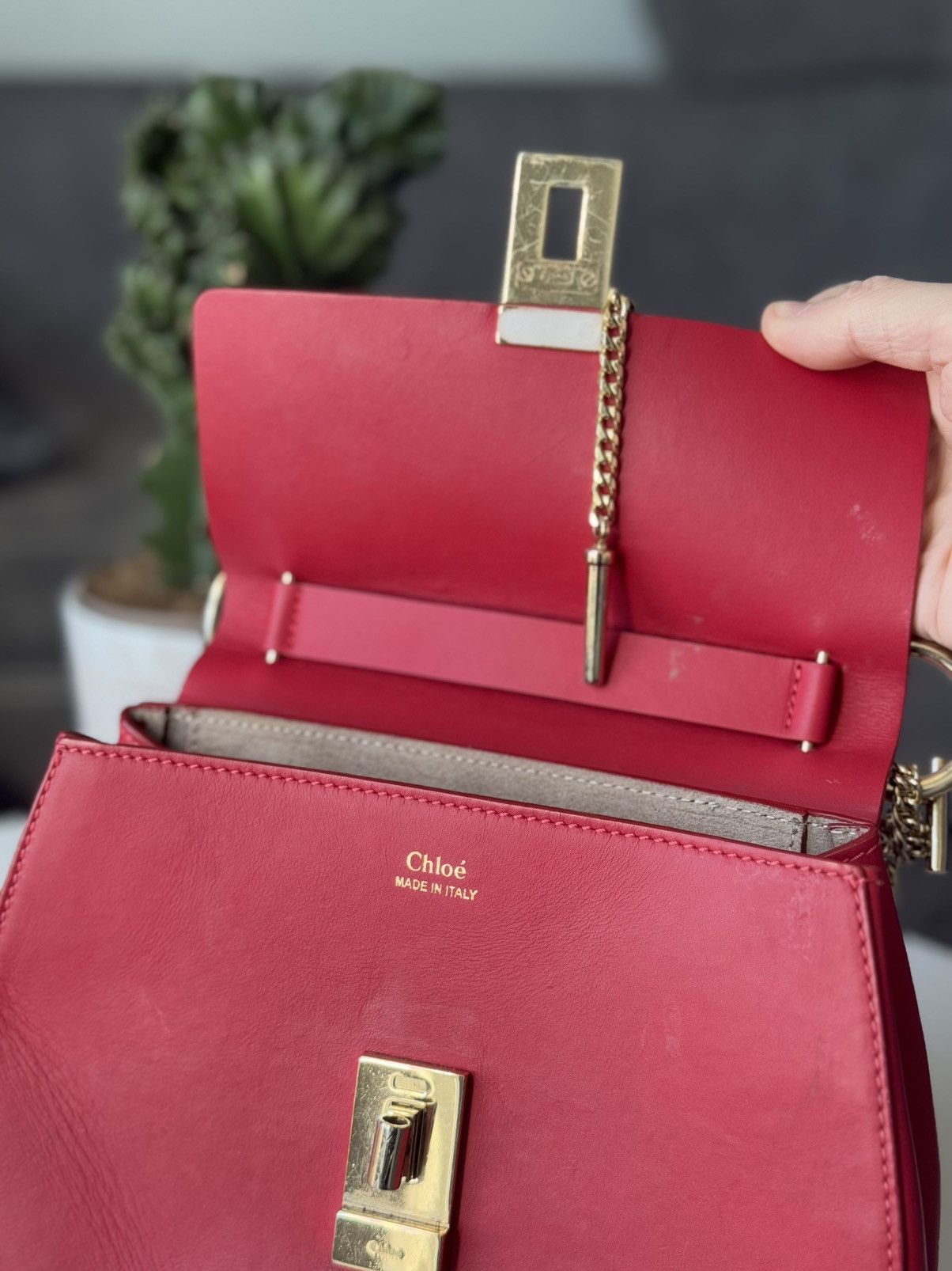 Chloe Chloe Leather Drew Bag Red Size ONE SIZE - 8 Thumbnail