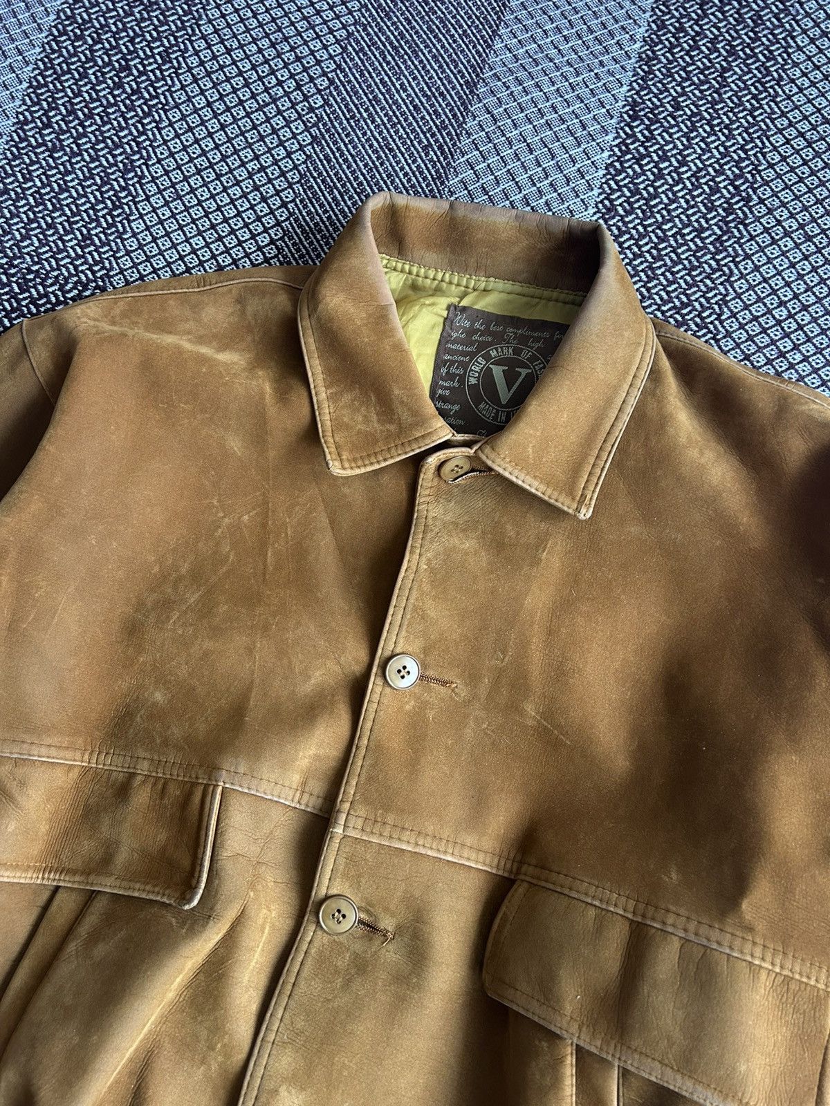 Genuine Leather Vintage Leather Bomber Jacket 90s Faded Japanese Vibe Size L Size US L / EU 52-54 / 3 - 4 Thumbnail