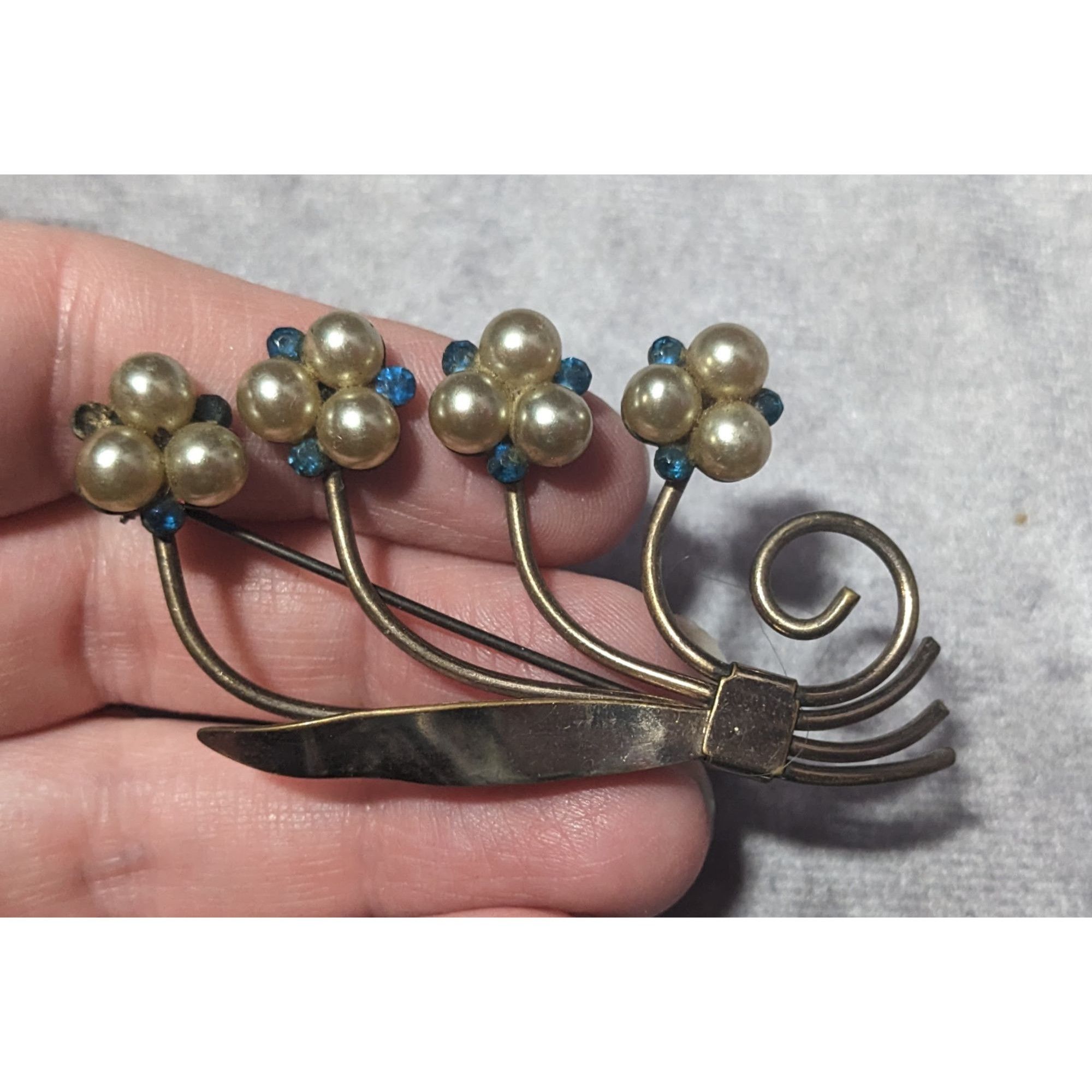 Other Vintage Floral Gold/Silver Tone Faux Pearl Rhinestone Floral Size ONE SIZE - 5 Thumbnail