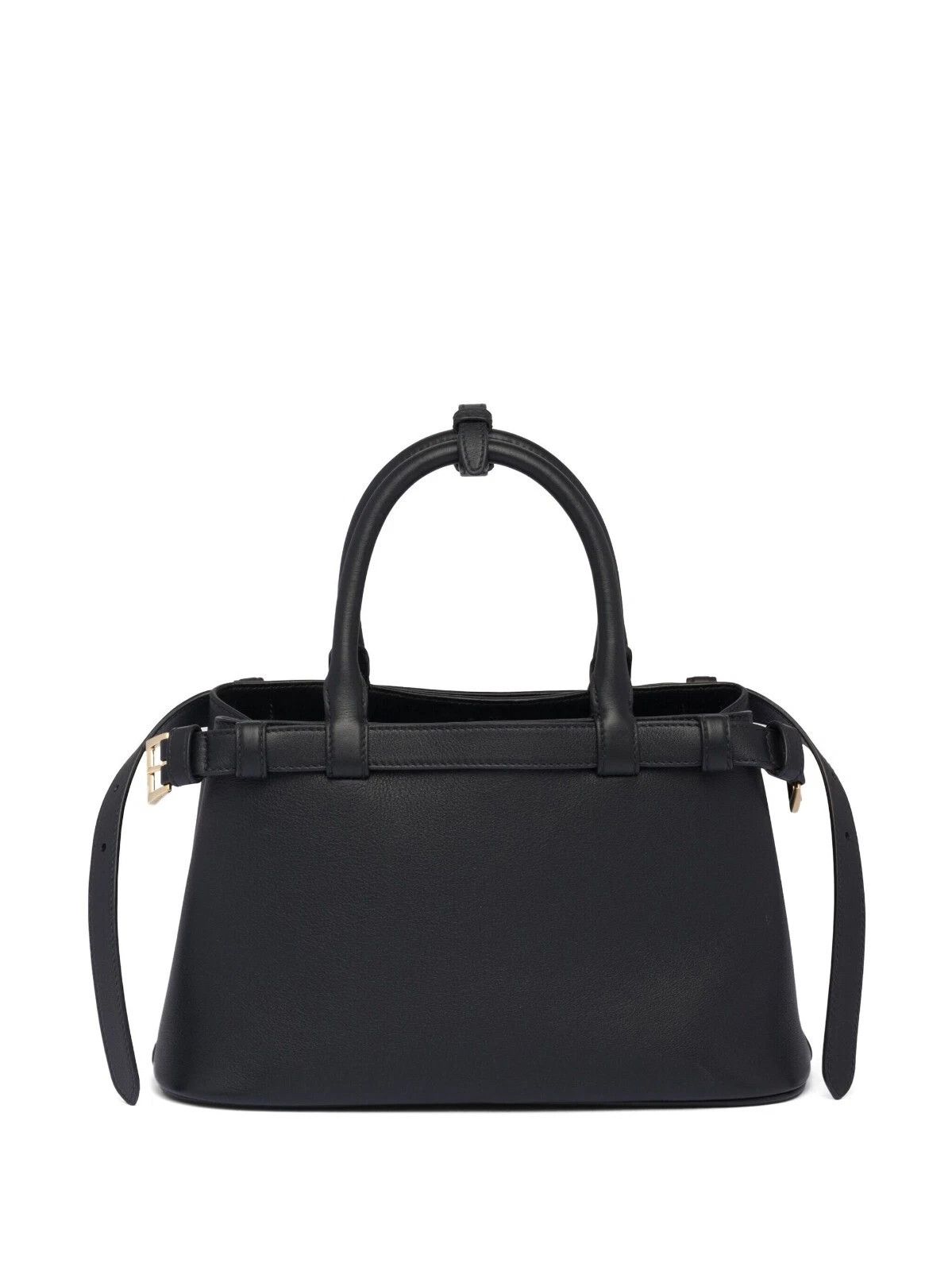 Prada PRADA Buckle Small Black Leather Double Belted Handbag New Size ONE SIZE - 2 Thumbnail
