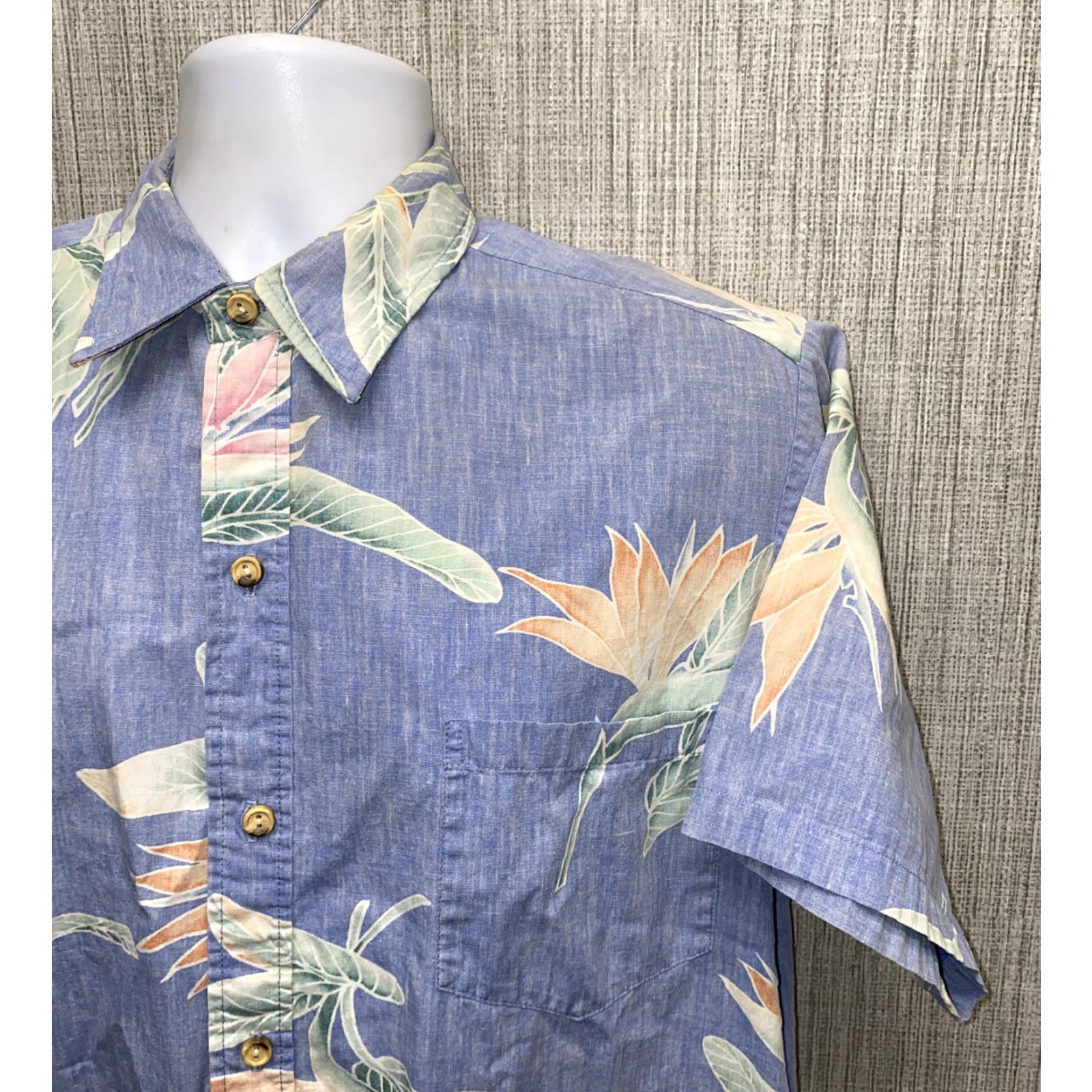 ALOHAS VINTAGE Cooke Street Mens Button-Up Hawaiian Shirt Blue Flower Print Aloha Cotton Size M US MADE Size US M / EU 48-50 / 2 - 2 Thumbnail