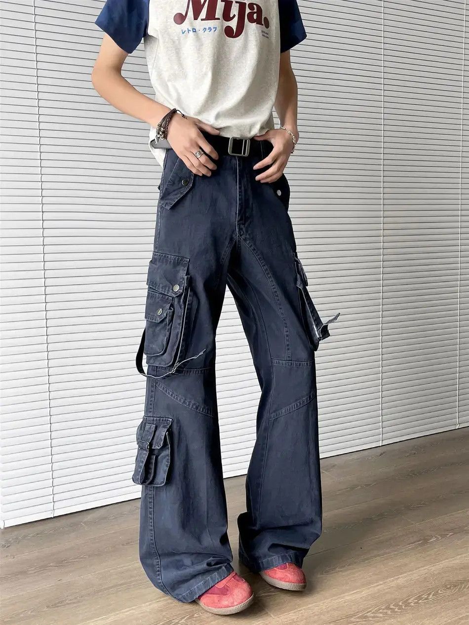 Japanese Brand Retro loose wide leg straight leg pocket jeans Size US 32 / EU 48 - 6 Thumbnail