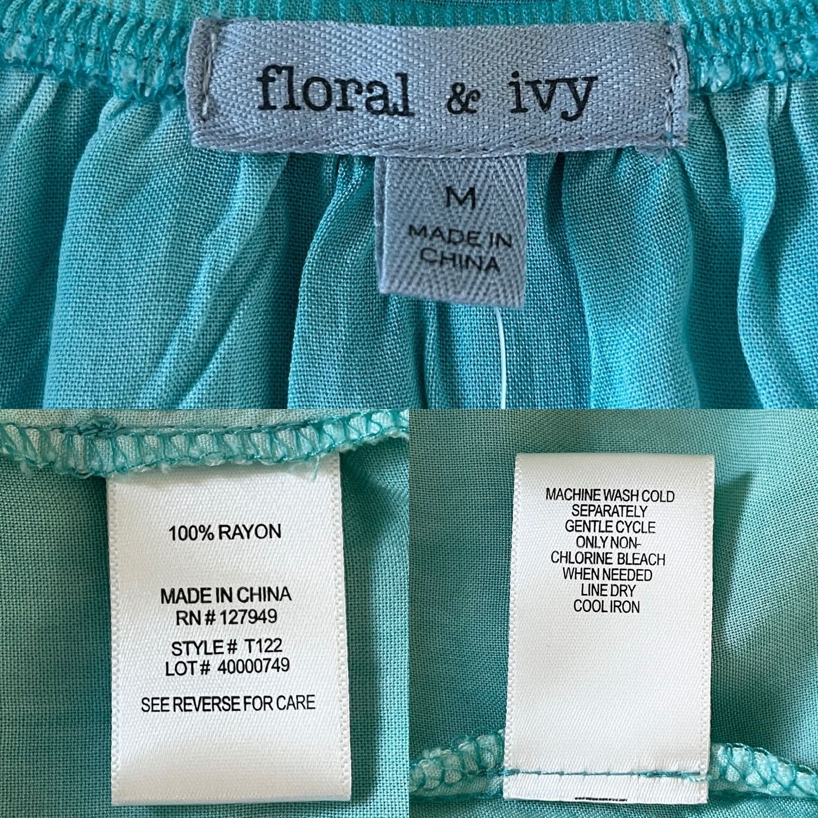 Other Floral & Ivy Top Boho Blouse Turquoise Lace Cutouts M New Size M / US 6-8 / IT 42-44 - 7 Thumbnail